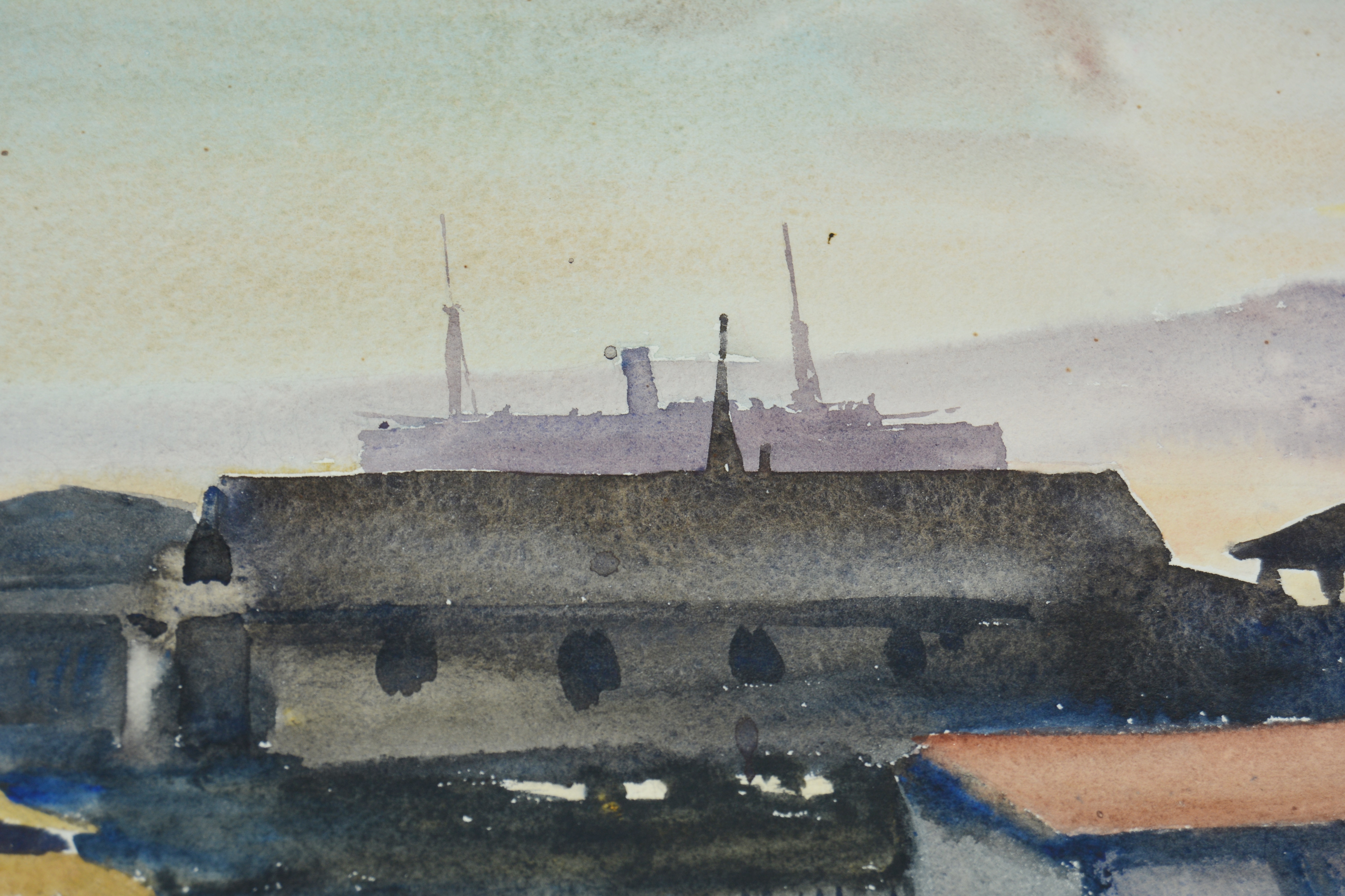 Edmond J. Fitzgerald Original Watercolor "Lake Union Seattle"