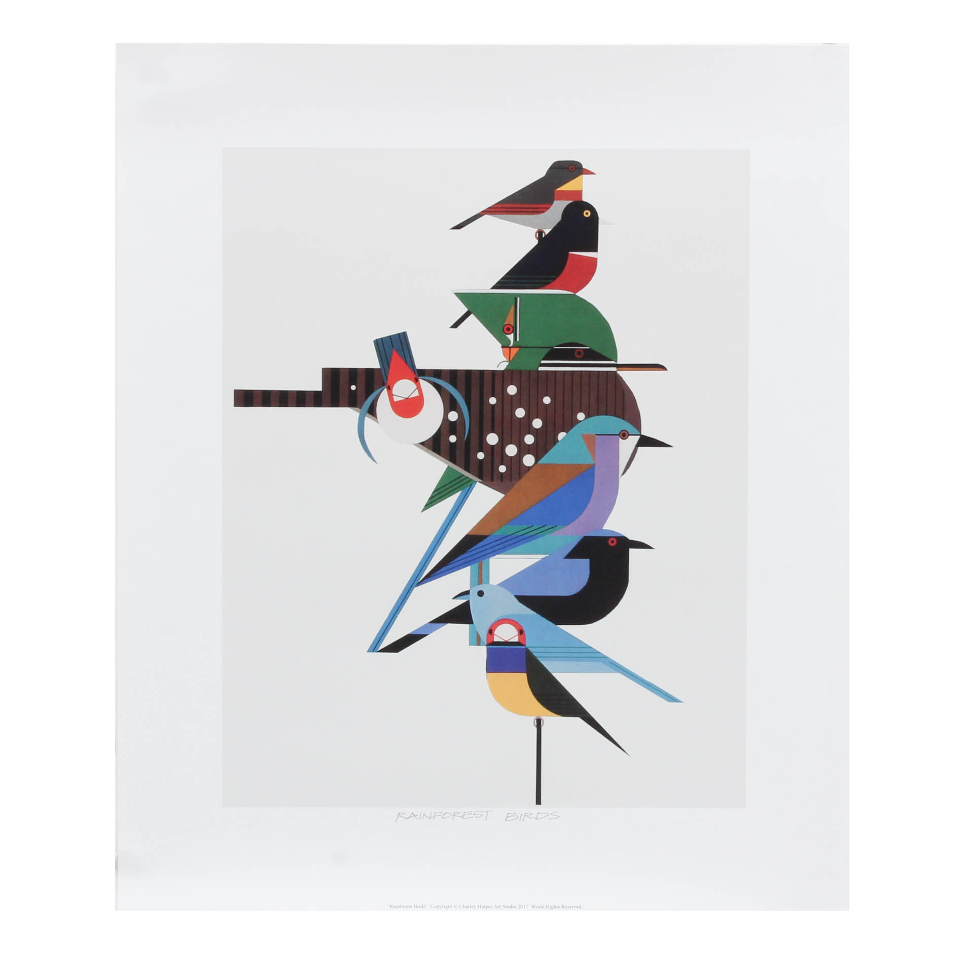 Charley Harper Offset Lithograph "Rainforest Birds"