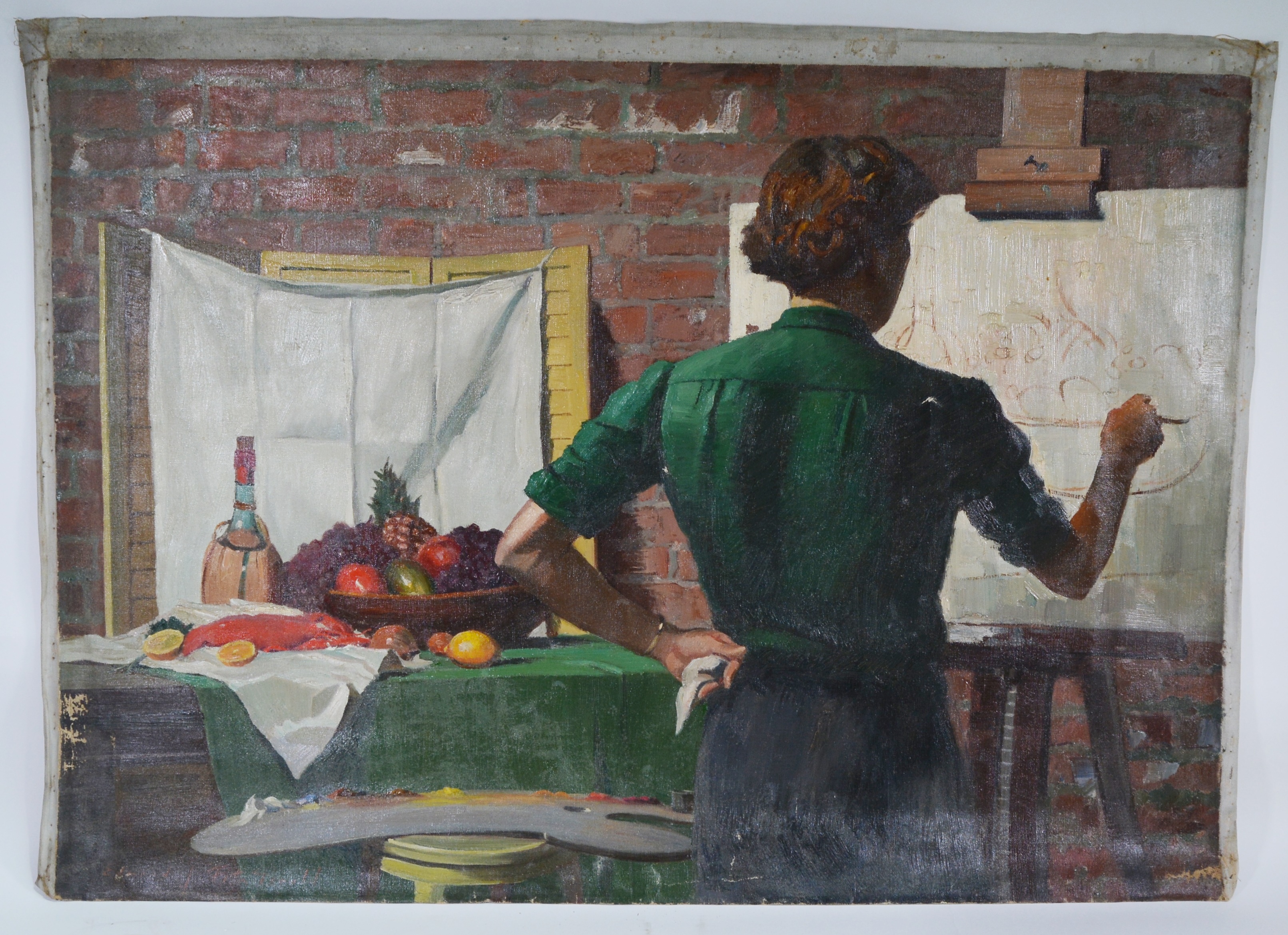 Edmond J. Fitzgerald Original Oil Painting of Artist at Work