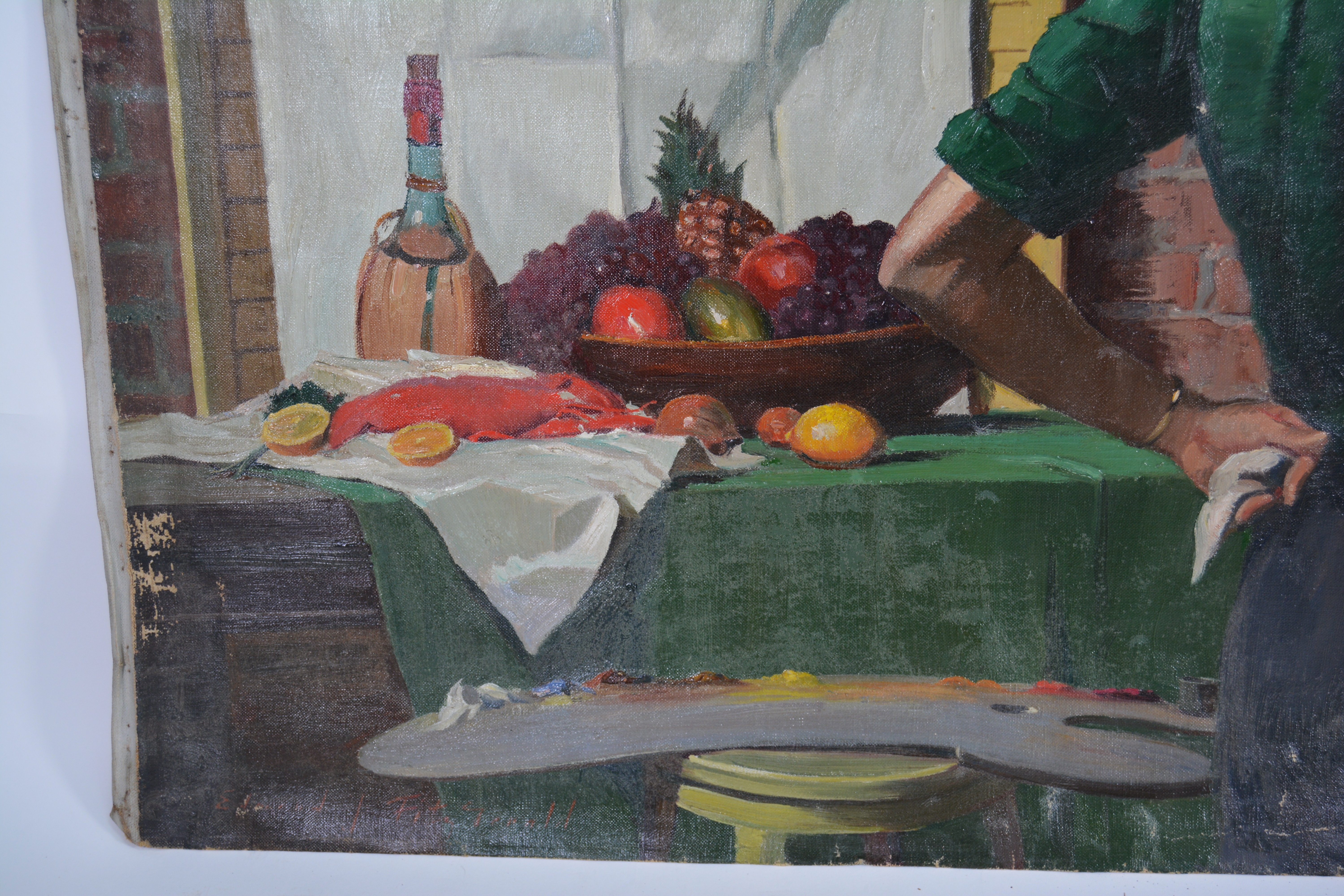Edmond J. Fitzgerald Original Oil Painting of Artist at Work