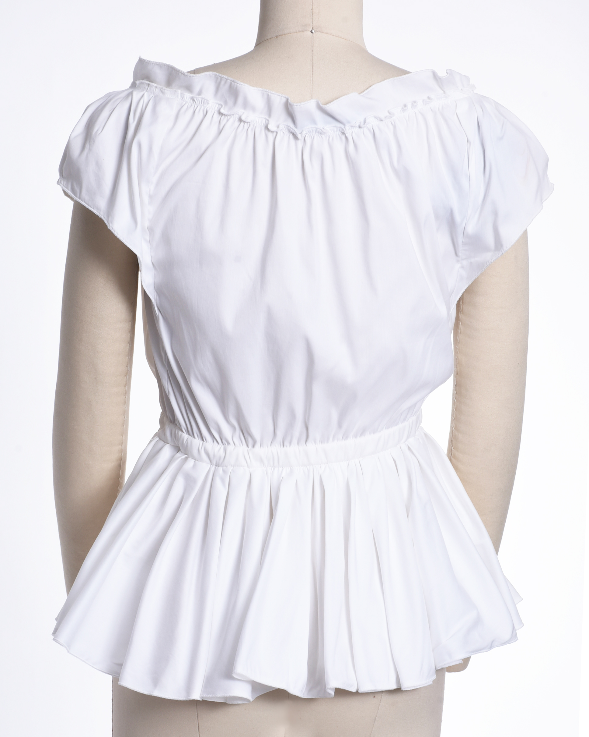 Prada White Cotton Poplin Blouse and Prada Black Wool Shorts