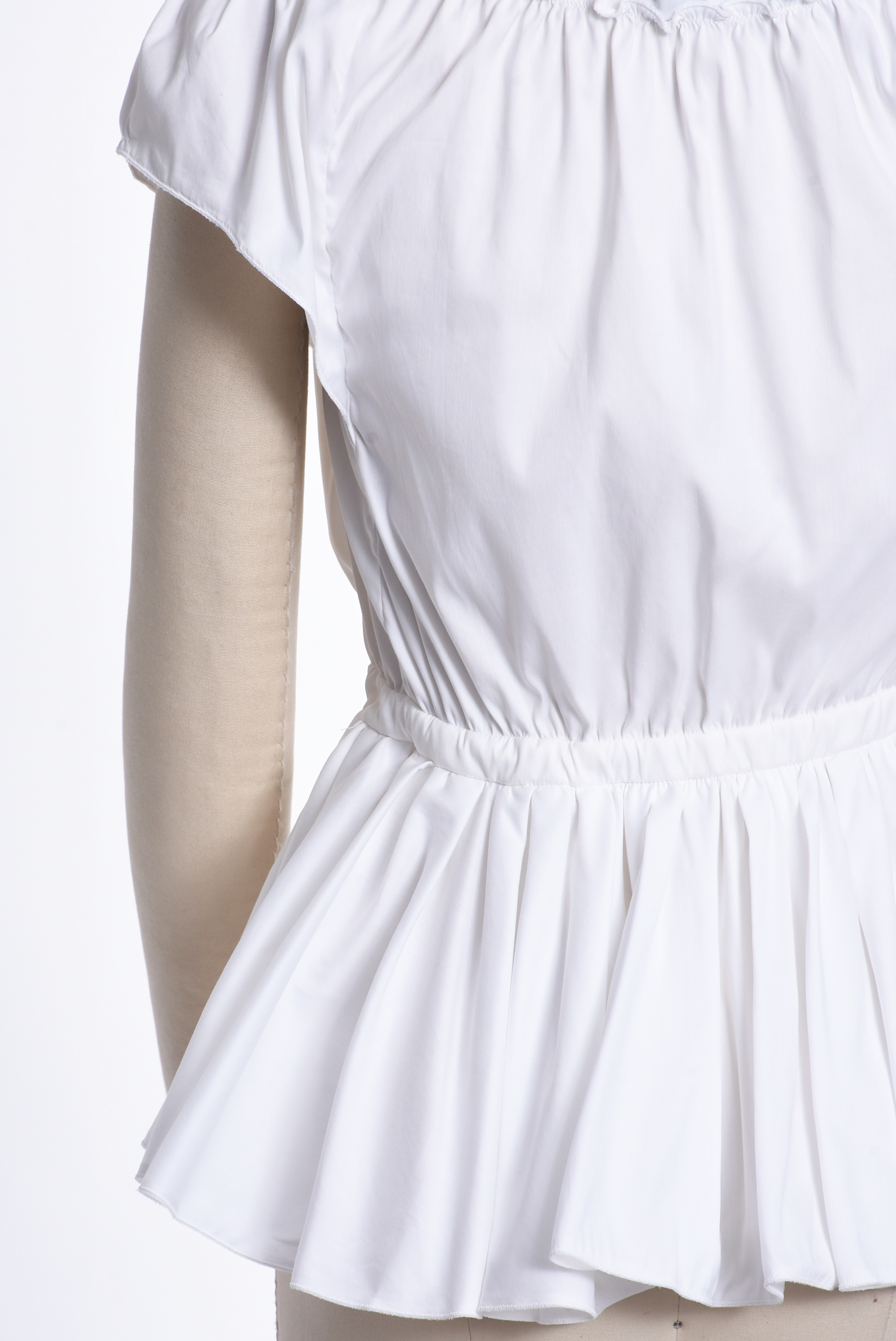 Prada White Cotton Poplin Blouse and Prada Black Wool Shorts