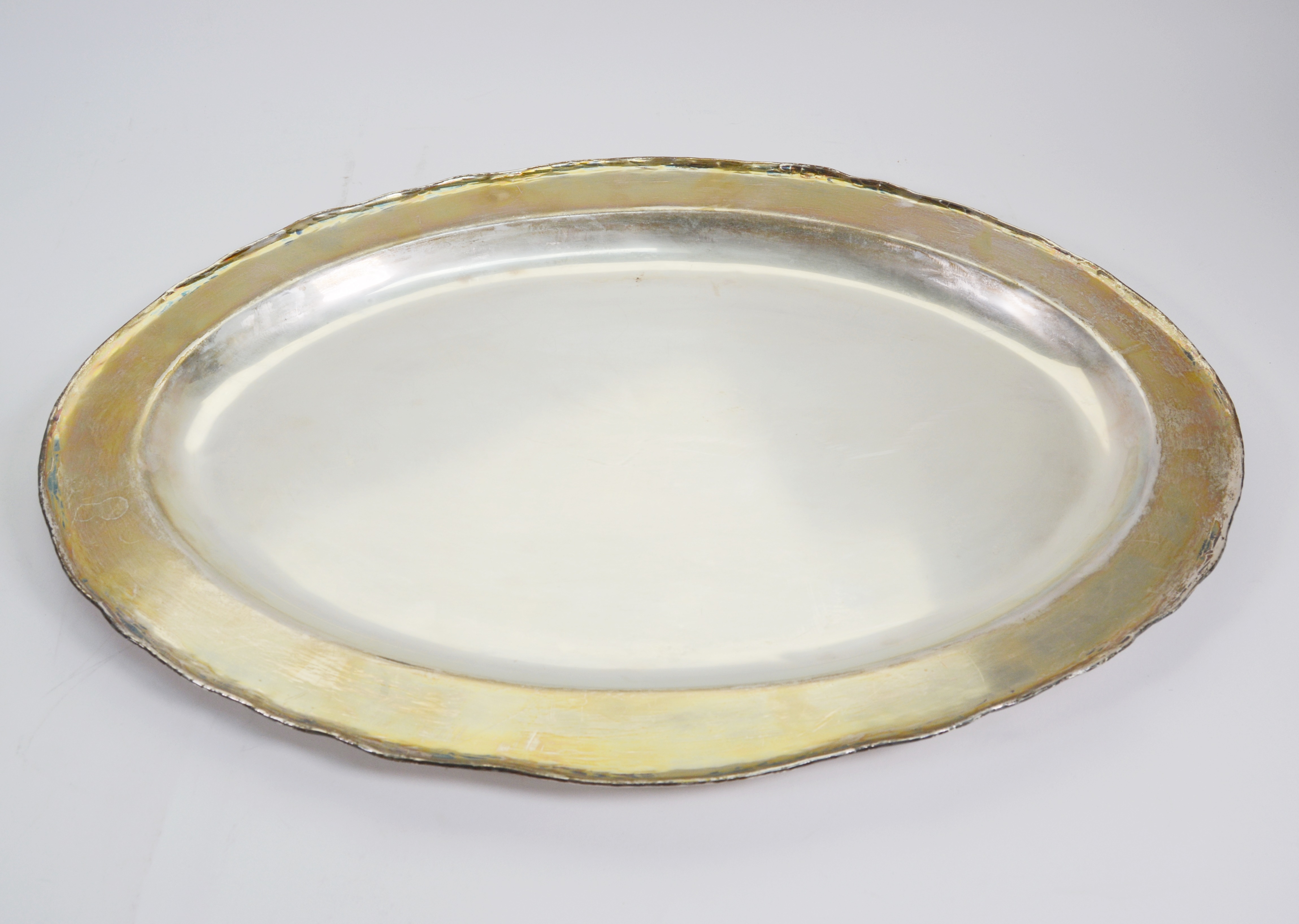 Sterling Silver Industria Peruana Platter With Wood Meat Tray Insert