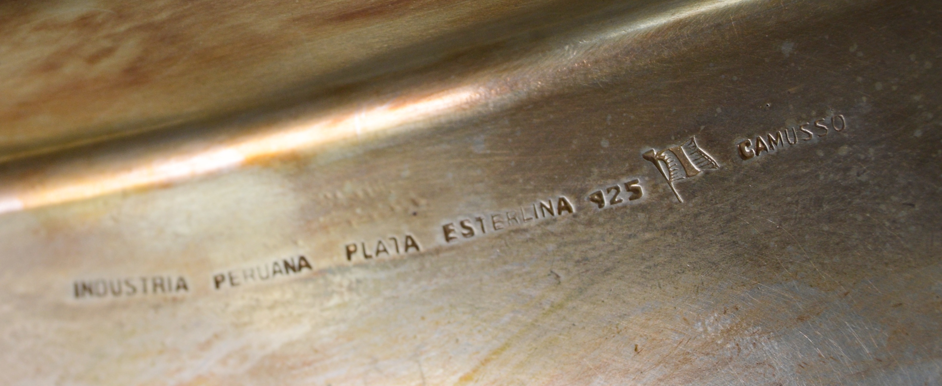 Sterling Silver Industria Peruana Platter With Wood Meat Tray Insert