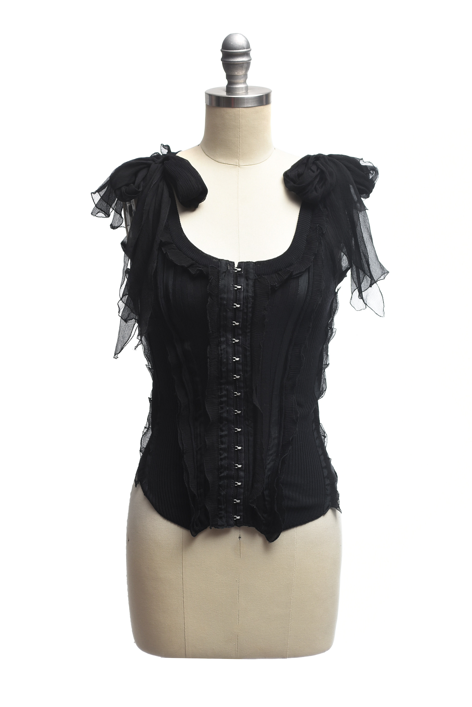 Jean Paul Gaultier Black Knit and Silk Bustier Blouse and Silk Strapless Dress