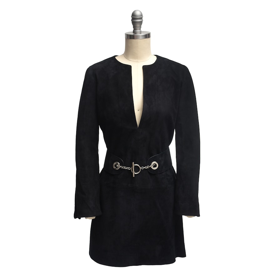 Gucci Black Lamb Suede Tunic with Belt