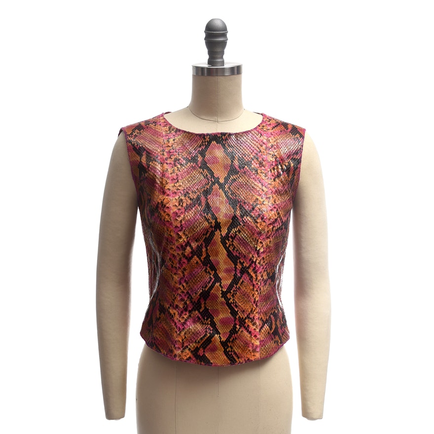 Chanel Dyed Multicolor Python Skin Sleeveless Top