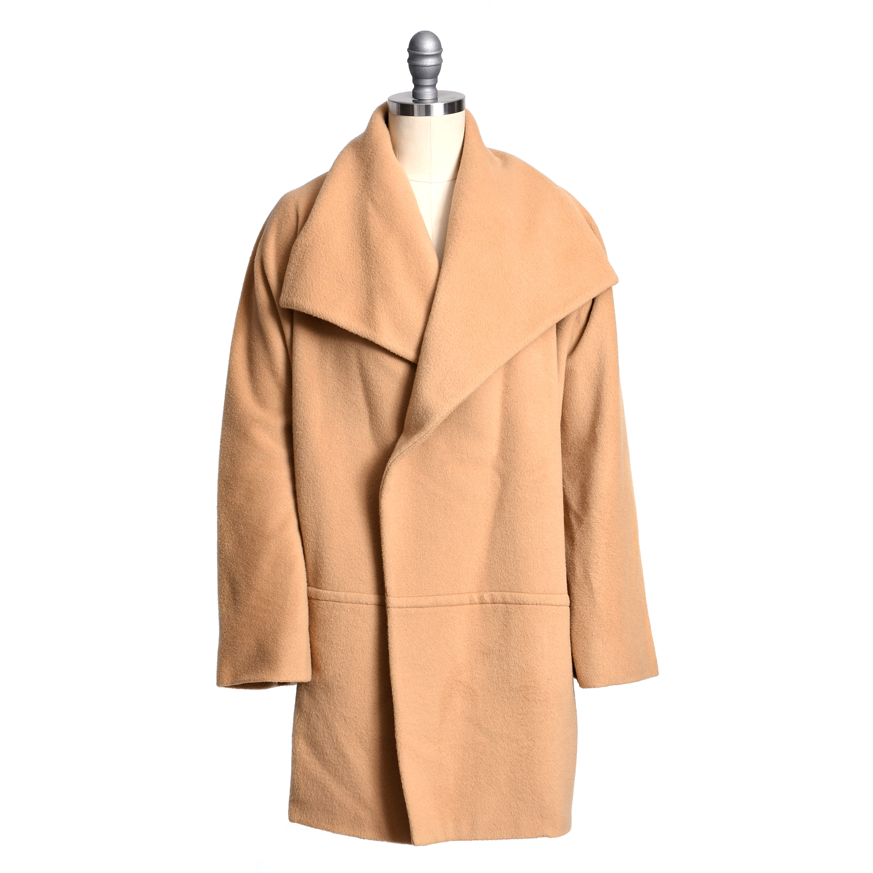 Donna Karan Camel Cashmere Oversized Open-Front Coat