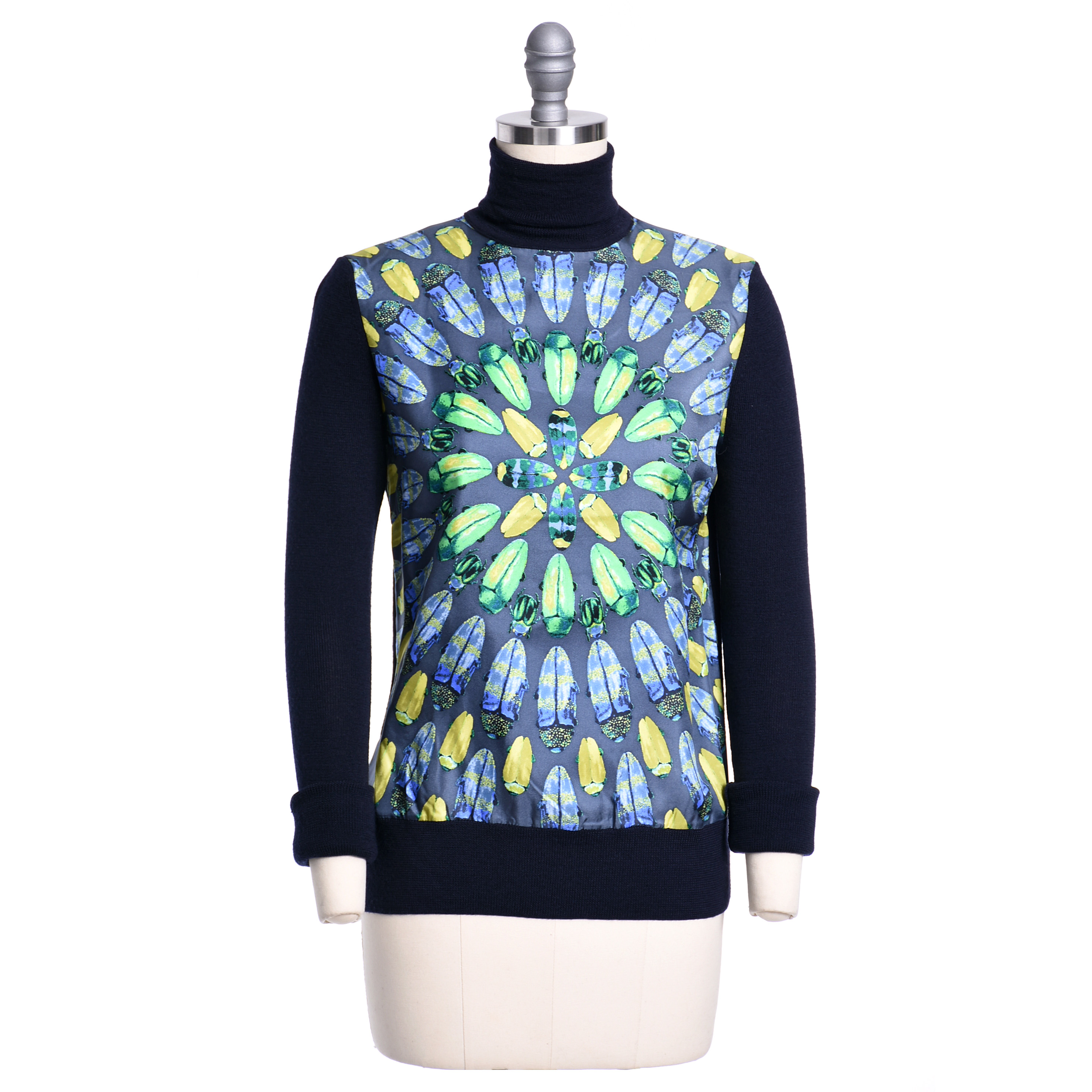 Tory Burch "Beetle" Silk Turtleneck