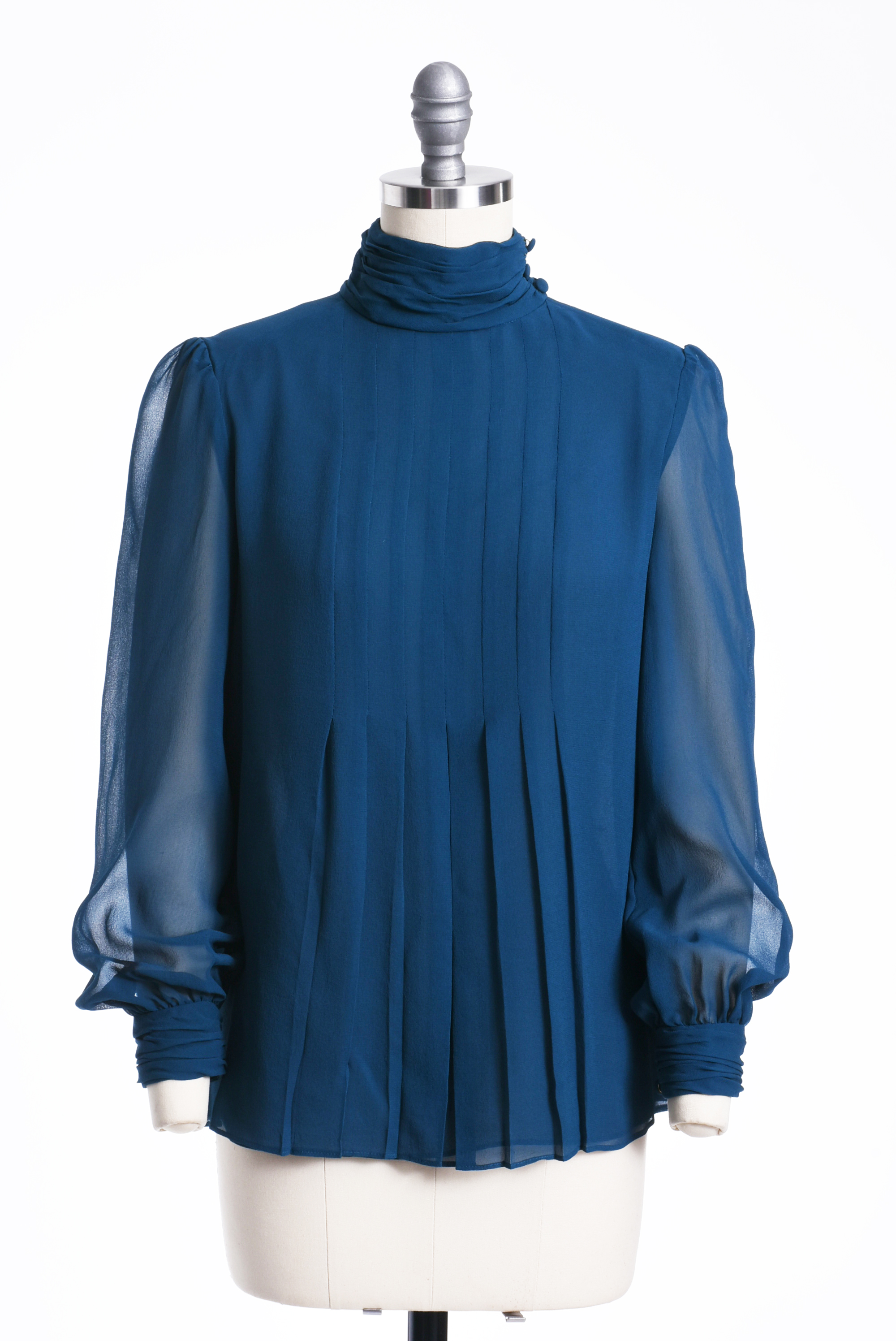 Tory Burch Silk Blouses in Pale Petal Pink and Peacock Blue