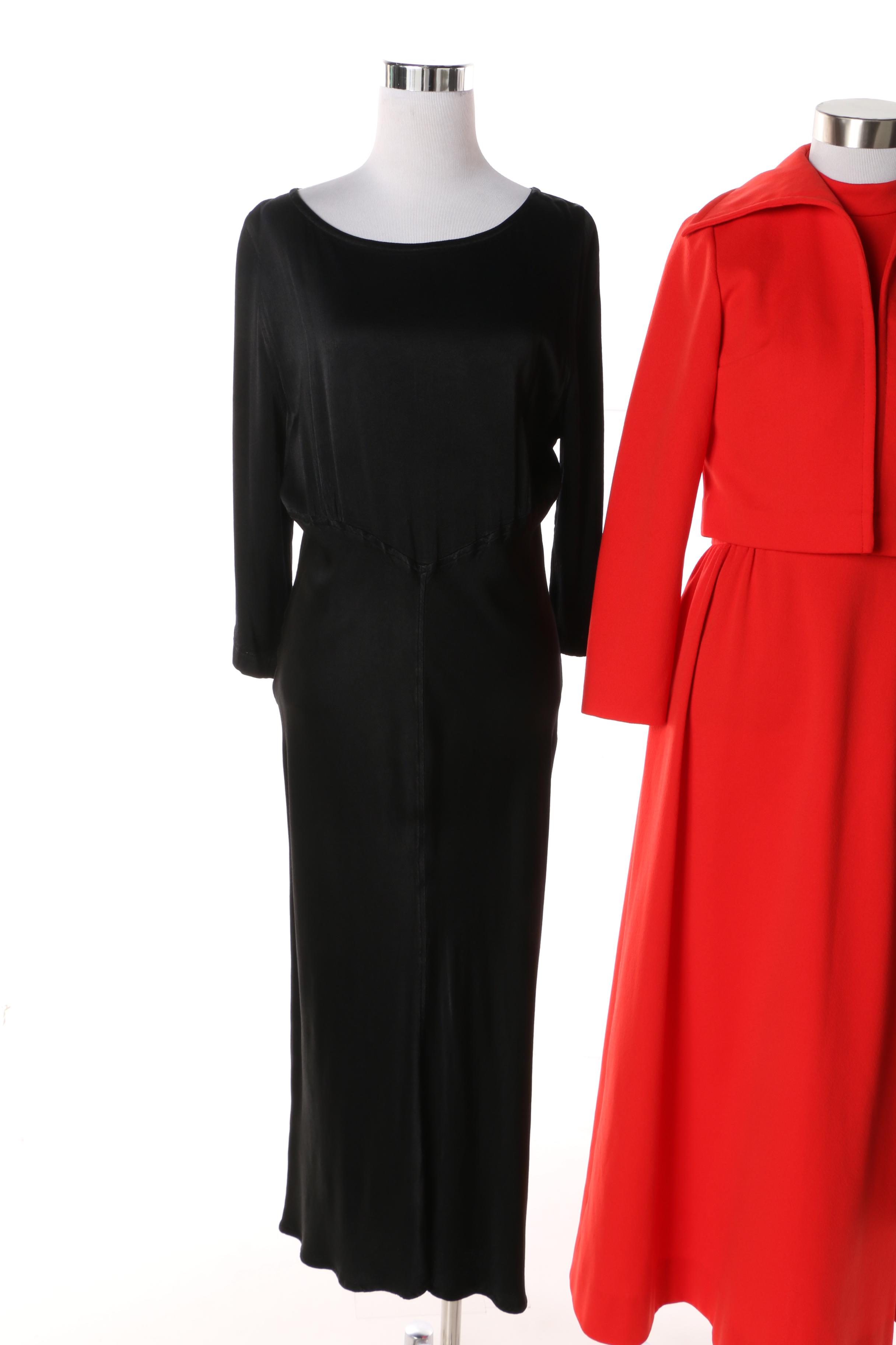 Vintage Ghost and Neiman Marcus Knit and Silk Dresses with Other Red Maxi Dress
