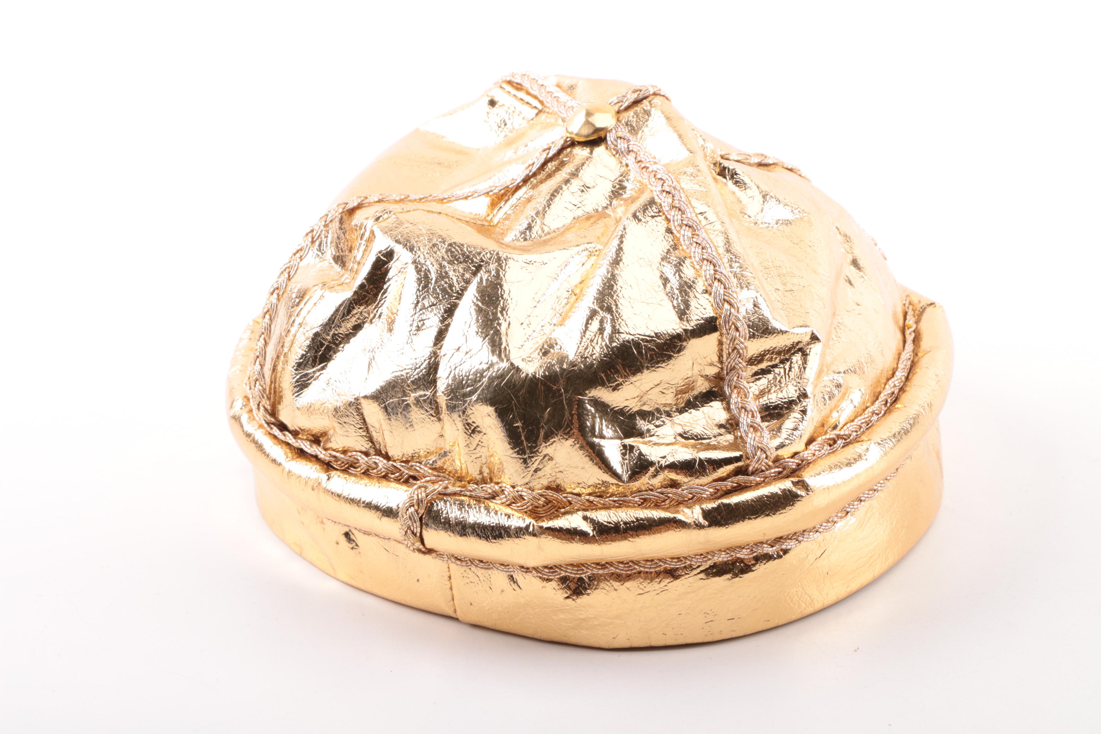 Women's 1960s Vintage Armand Gold Lamé Leather Evening Hat