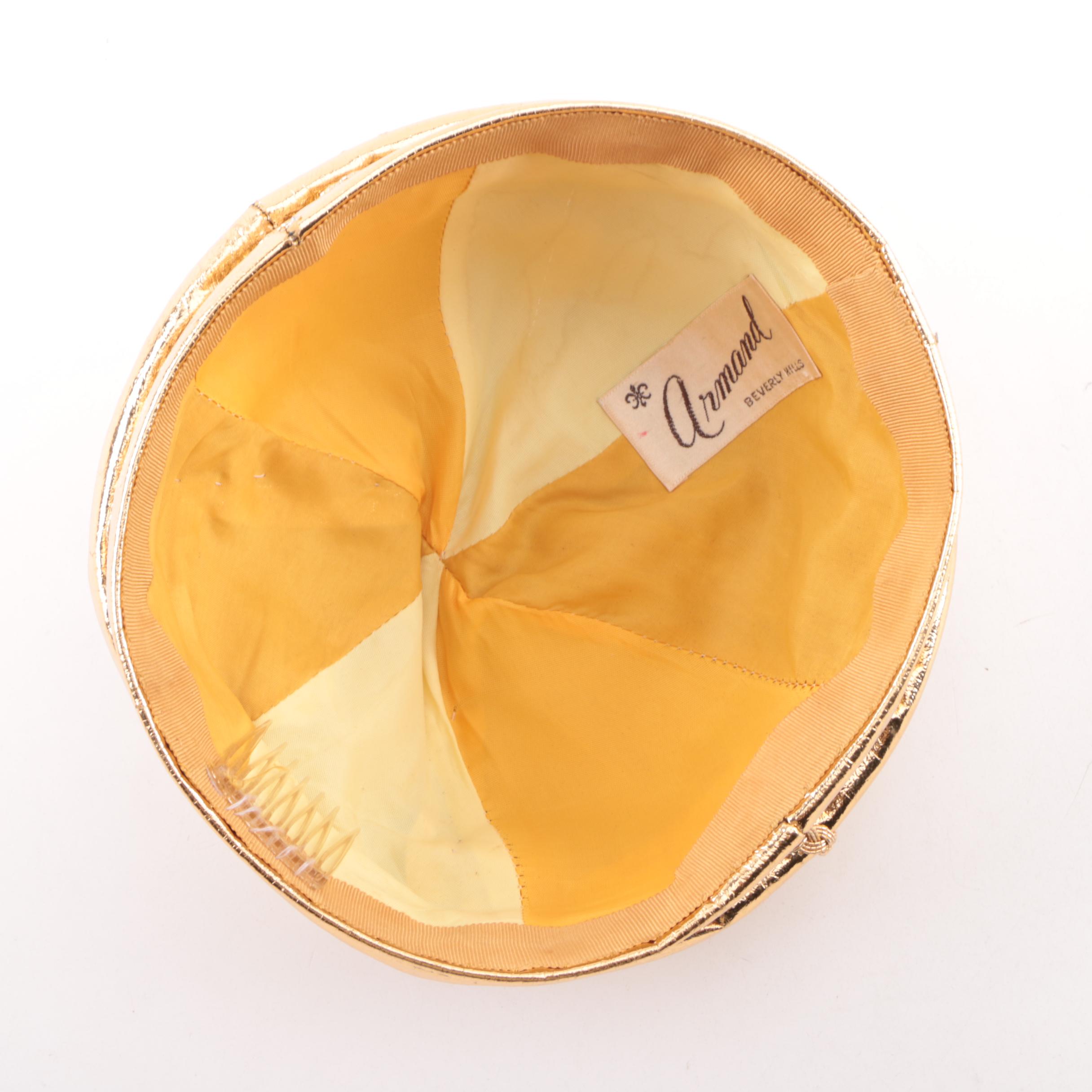 Women's 1960s Vintage Armand Gold Lamé Leather Evening Hat