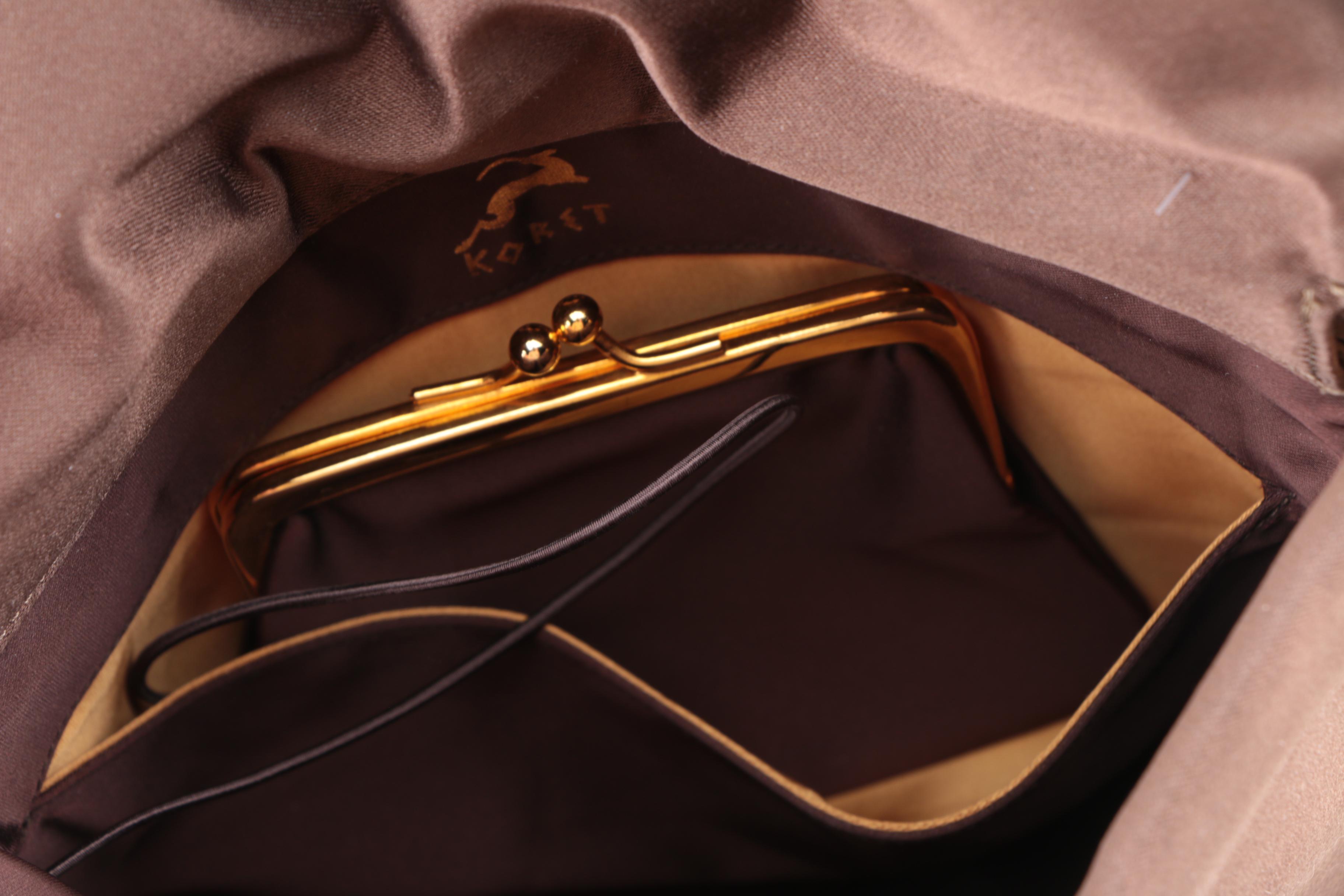 Vintage Koret Taupe and Beige Silk Evening Clutches