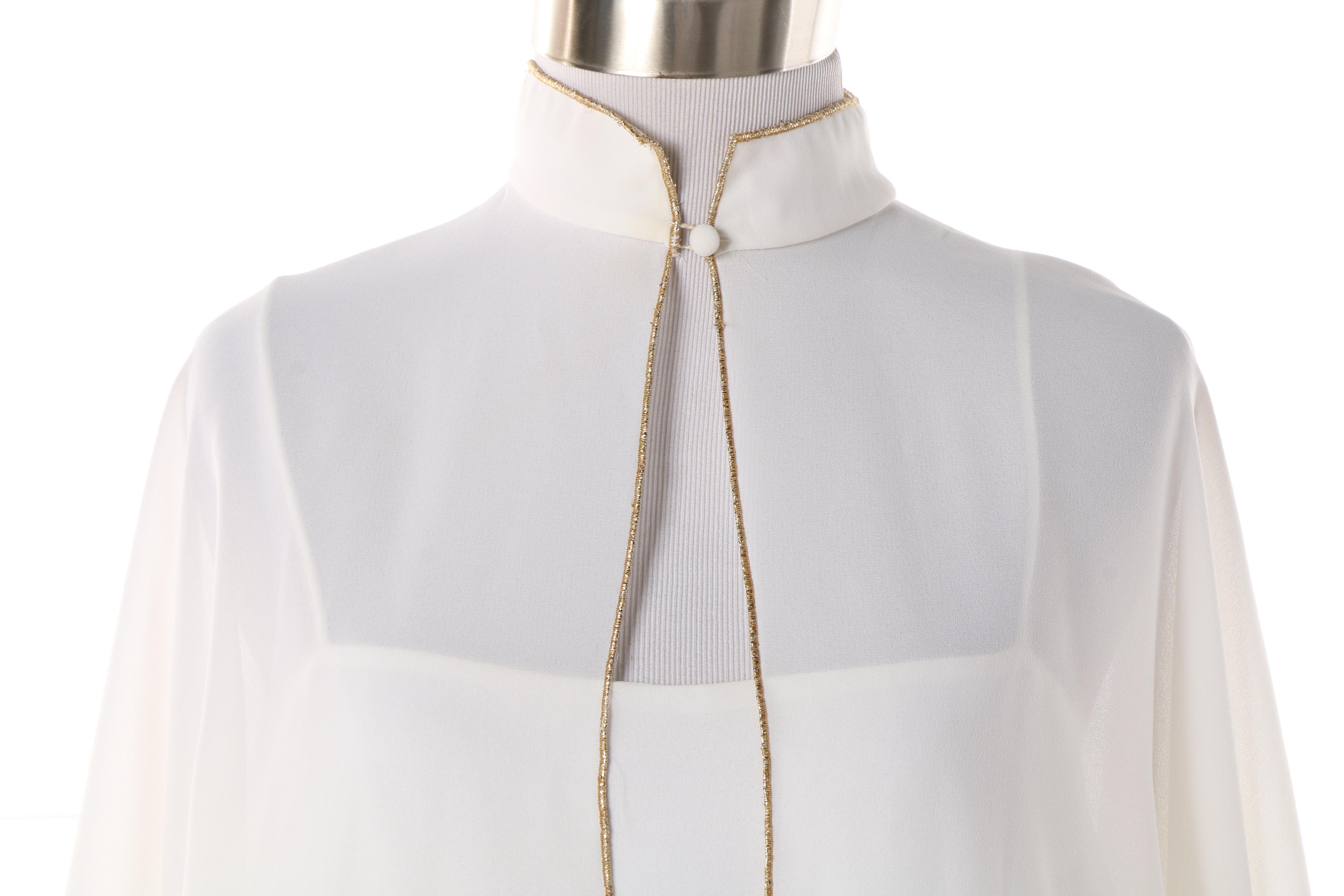 Women's 1970s Michael Maiello for Pat Richards White Sleeveless Dress with Cape