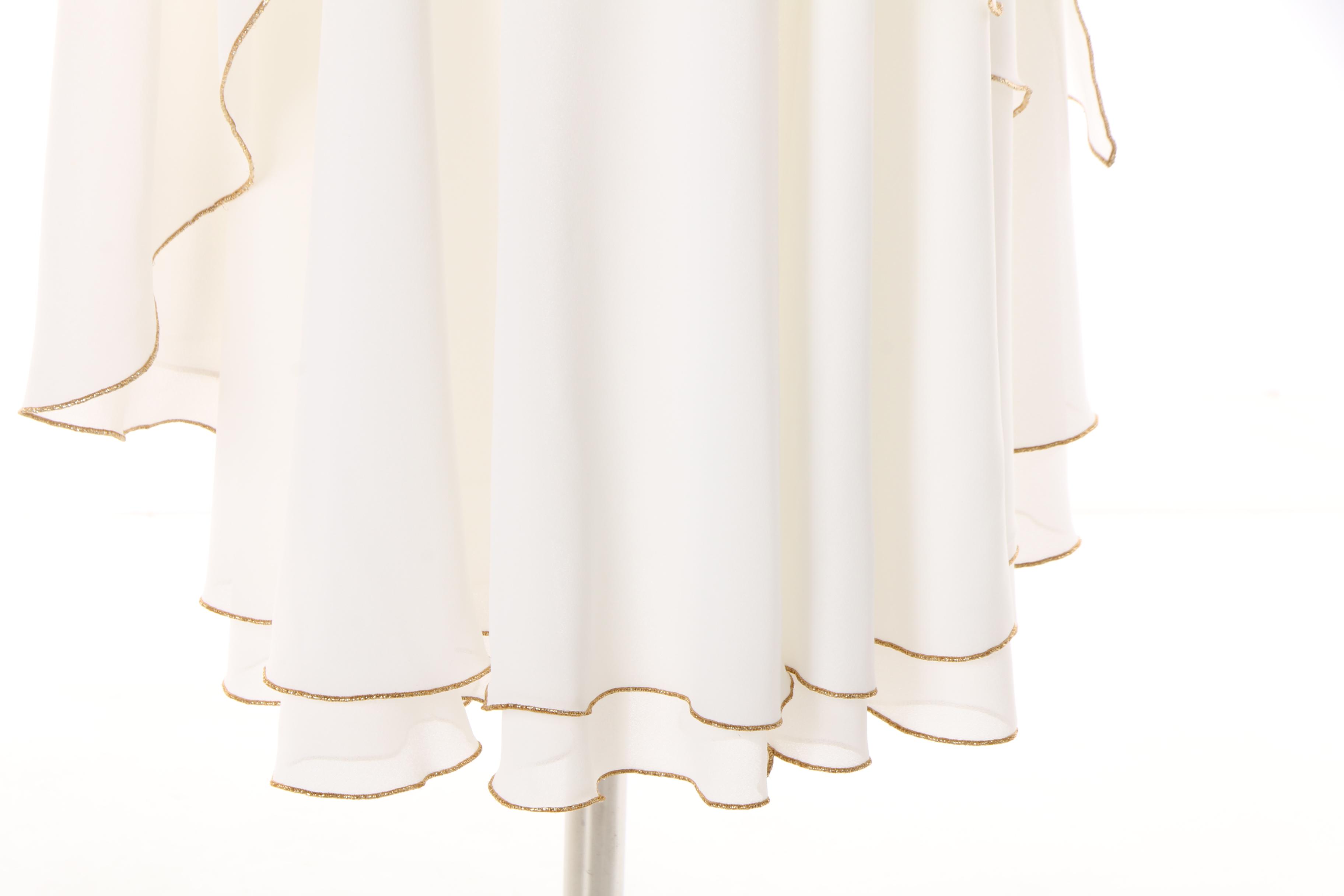 Women's 1970s Michael Maiello for Pat Richards White Sleeveless Dress with Cape