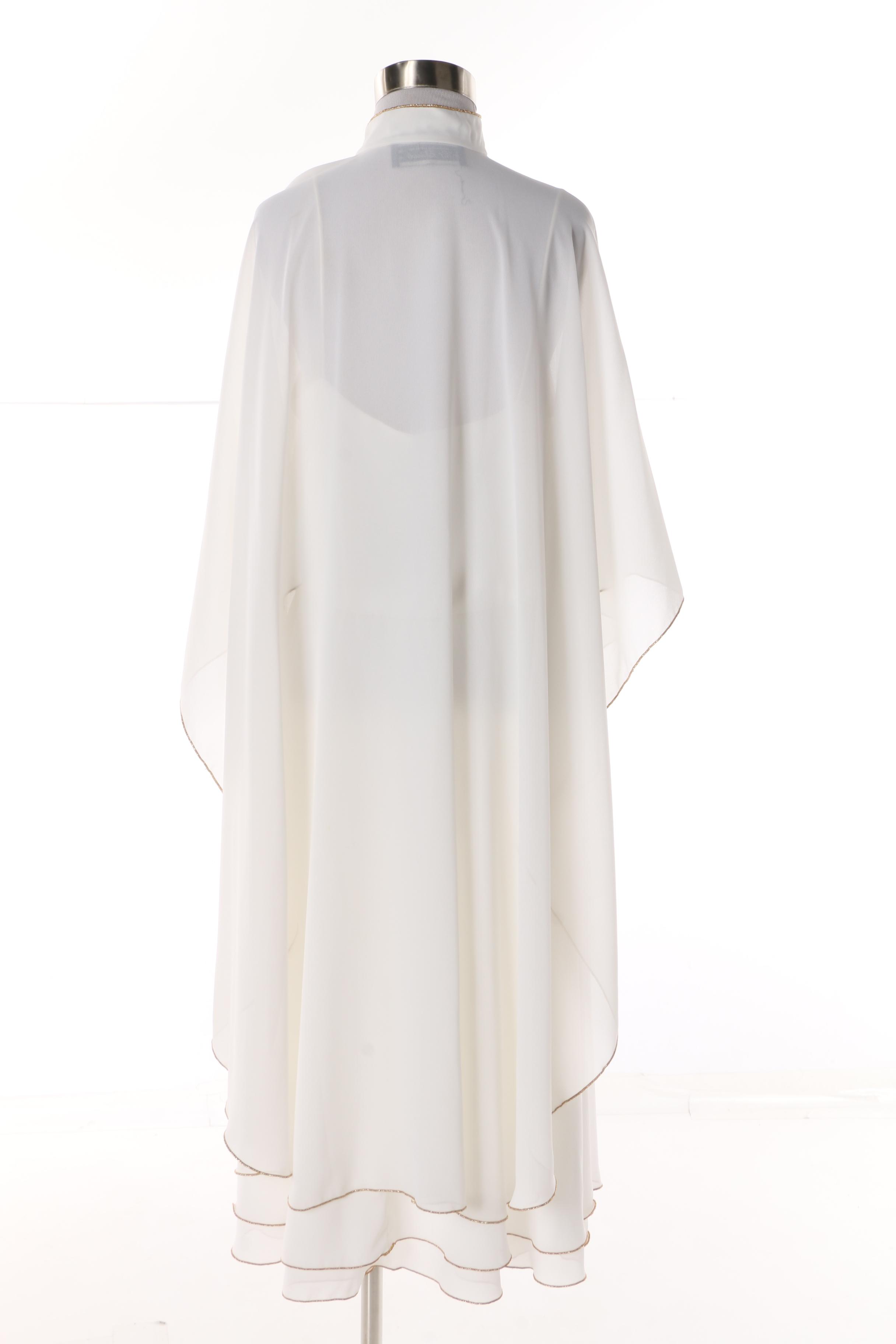 Women's 1970s Michael Maiello for Pat Richards White Sleeveless Dress with Cape