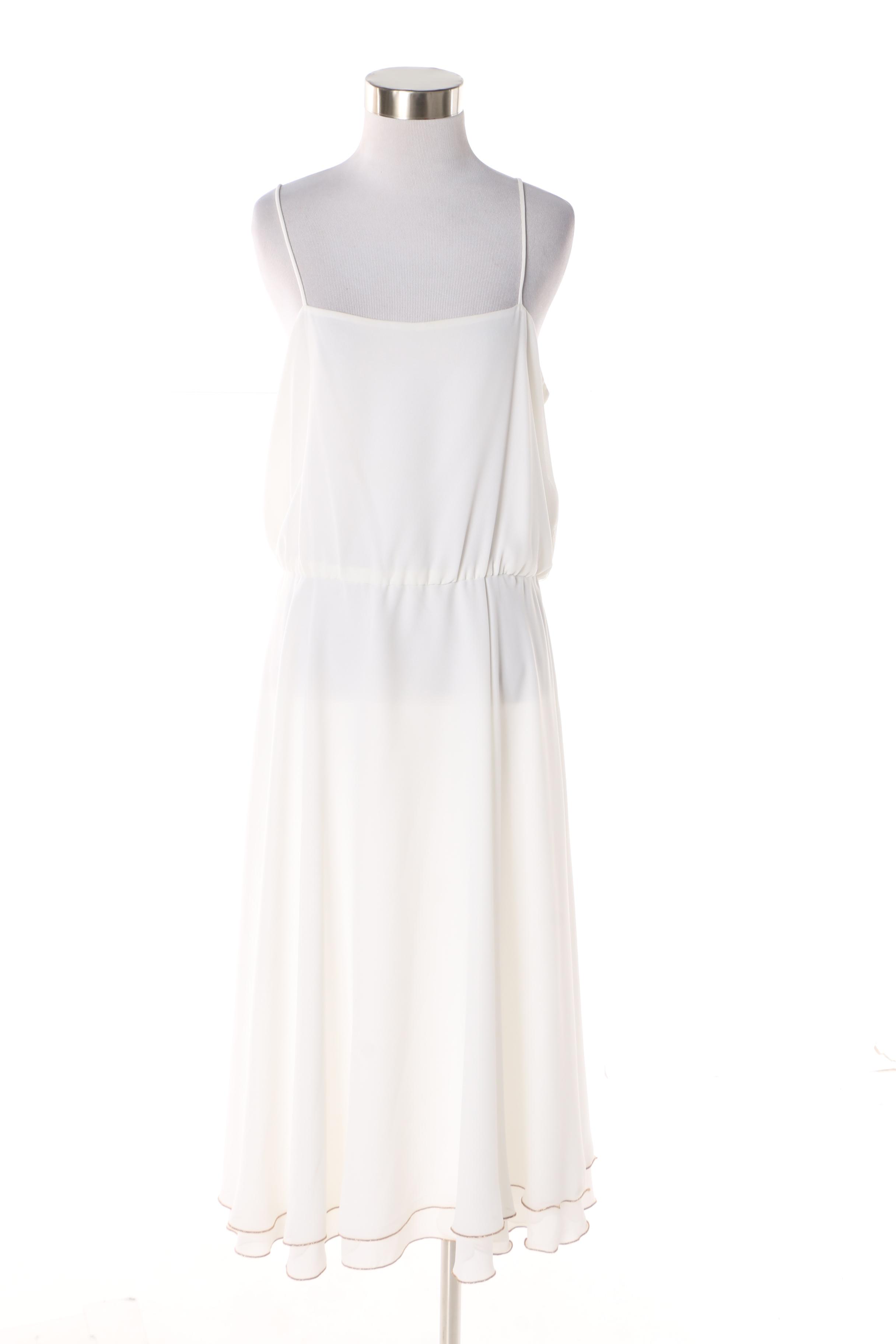Women's 1970s Michael Maiello for Pat Richards White Sleeveless Dress with Cape