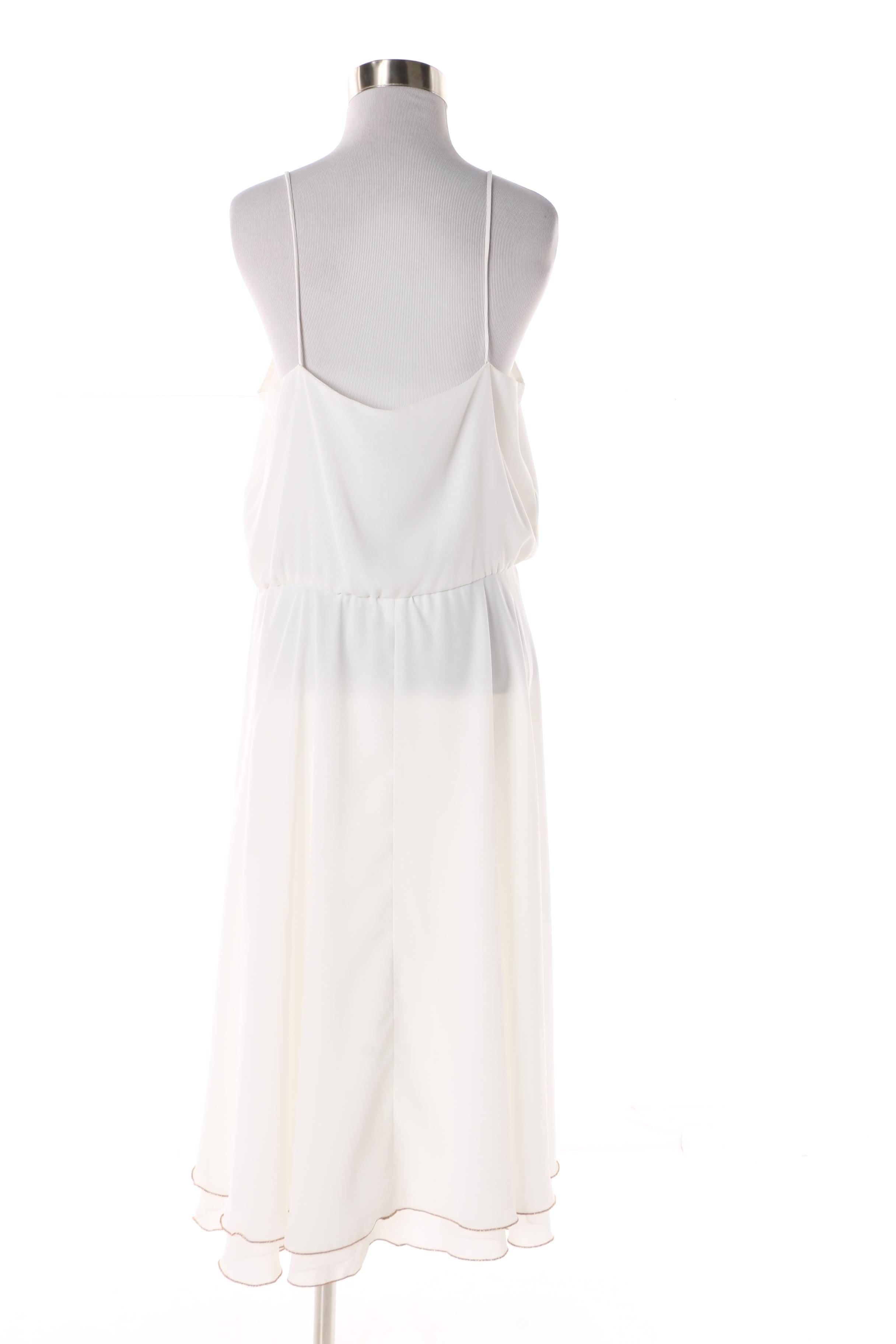 Women's 1970s Michael Maiello for Pat Richards White Sleeveless Dress with Cape