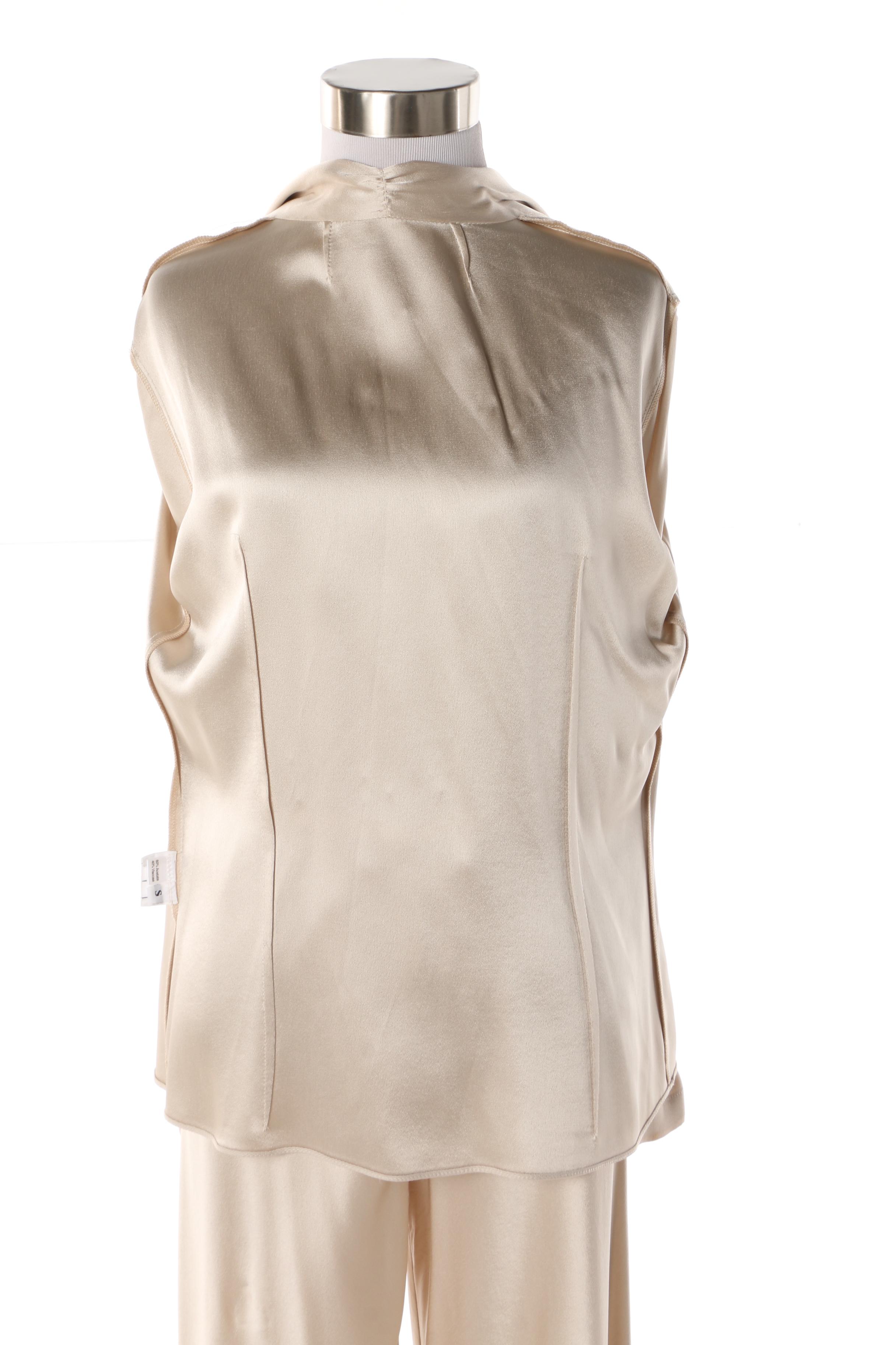 Women's 1980s Vintage Peter Cohen Ivory Sateen Pantsuit