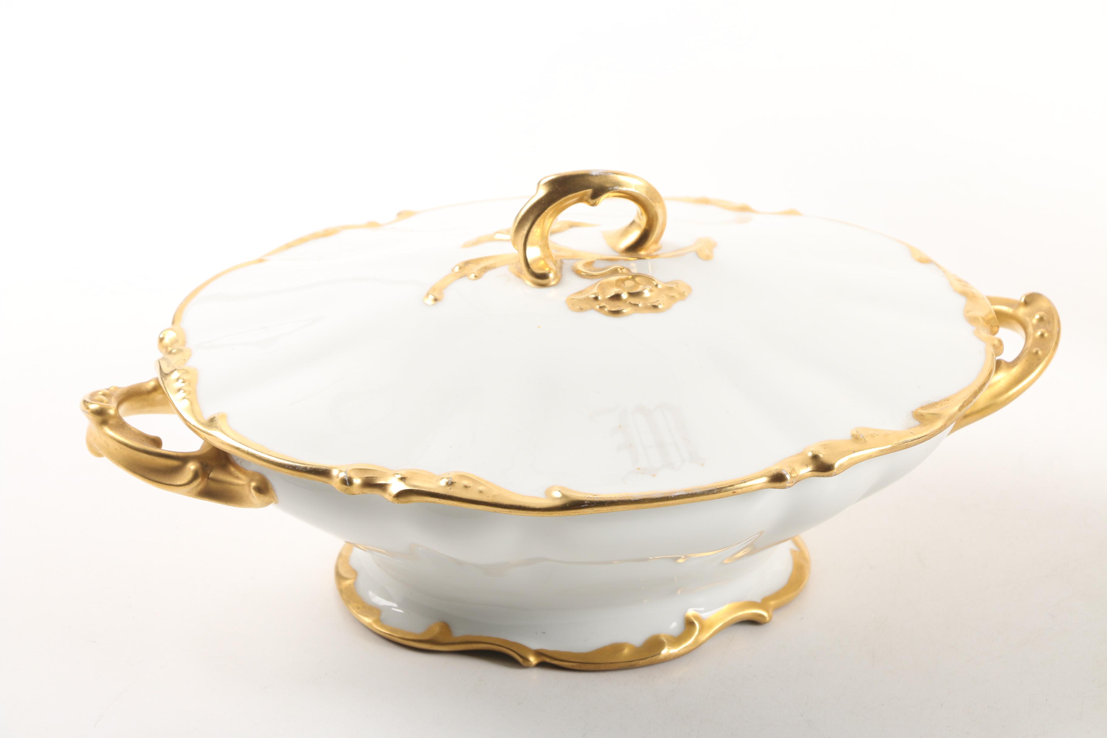 1908-11 Pouyat Porcelain Bowl with Planter and Steubenville Platter