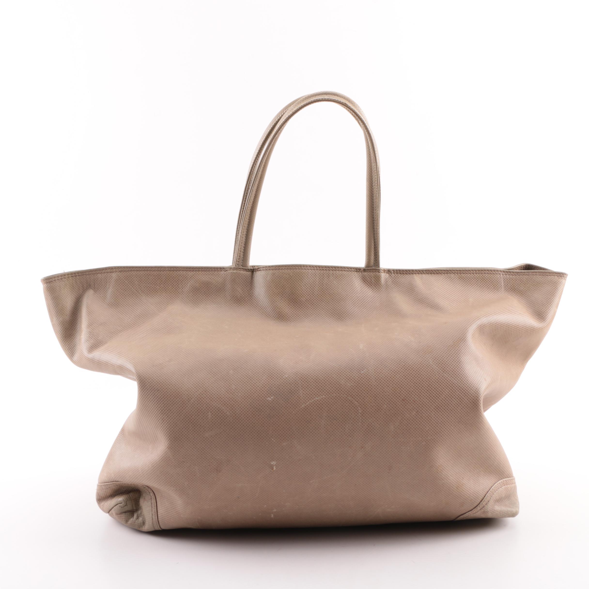 Vintage Bottega Veneta Beige Embossed Leather Tote