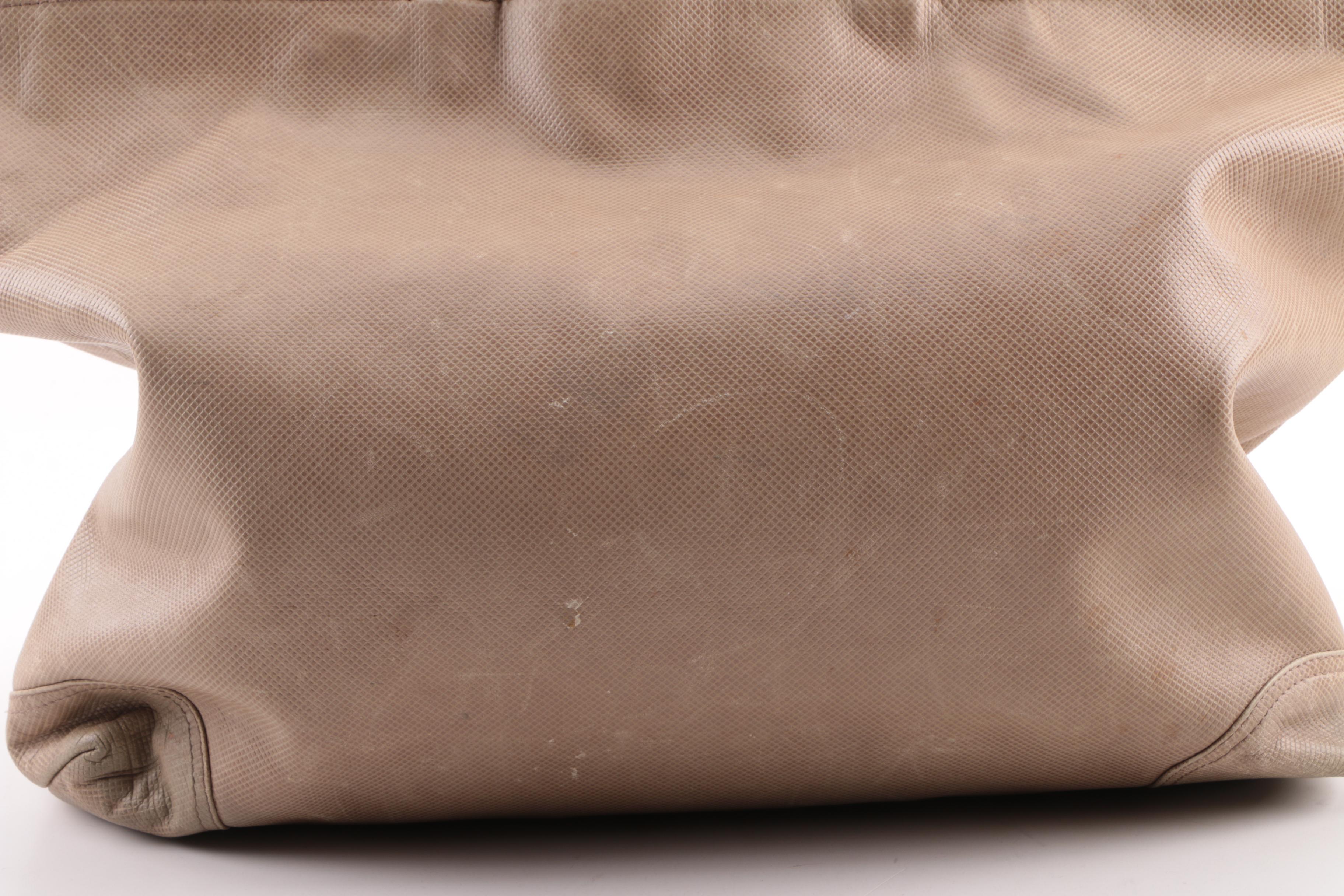 Vintage Bottega Veneta Beige Embossed Leather Tote