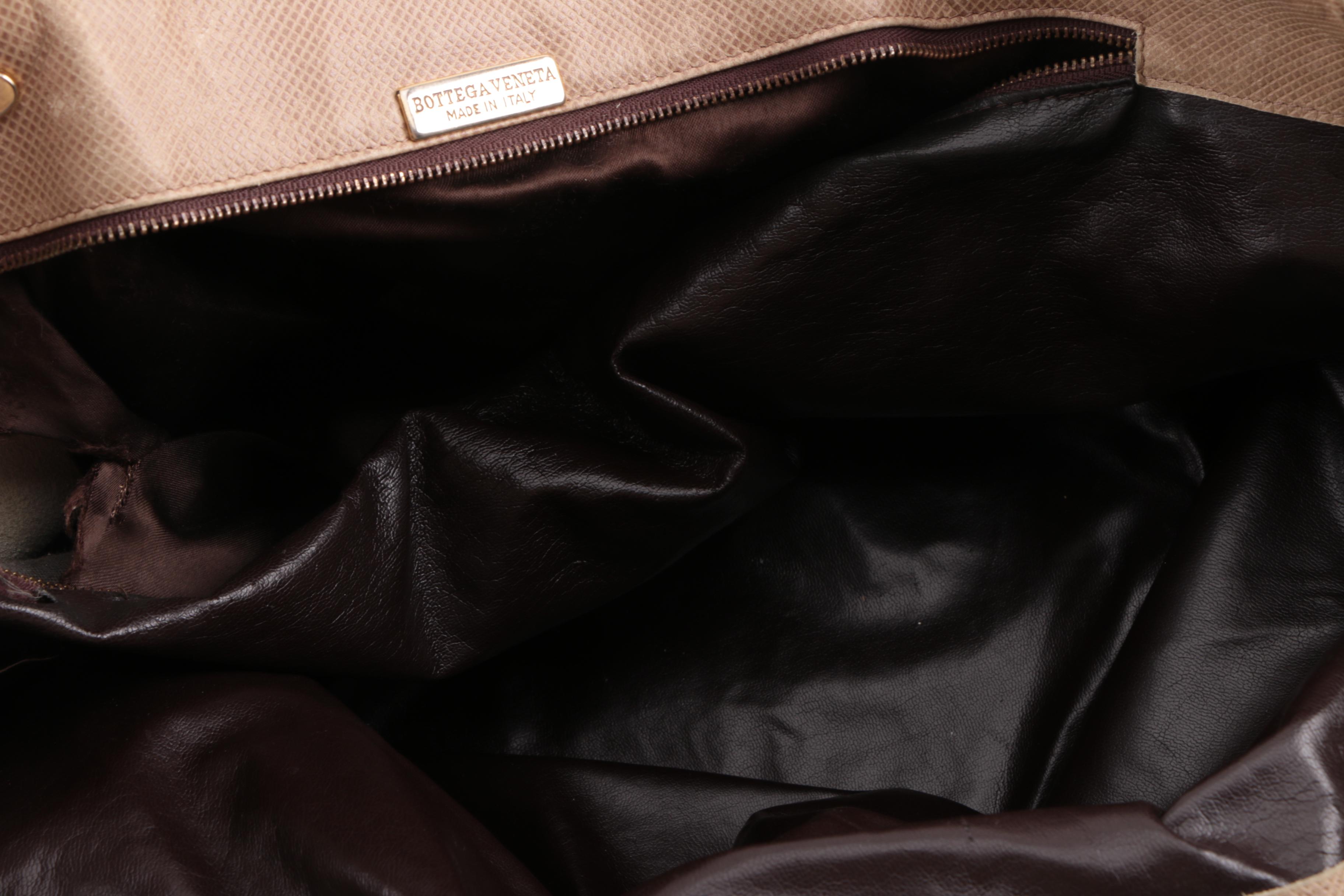 Vintage Bottega Veneta Beige Embossed Leather Tote