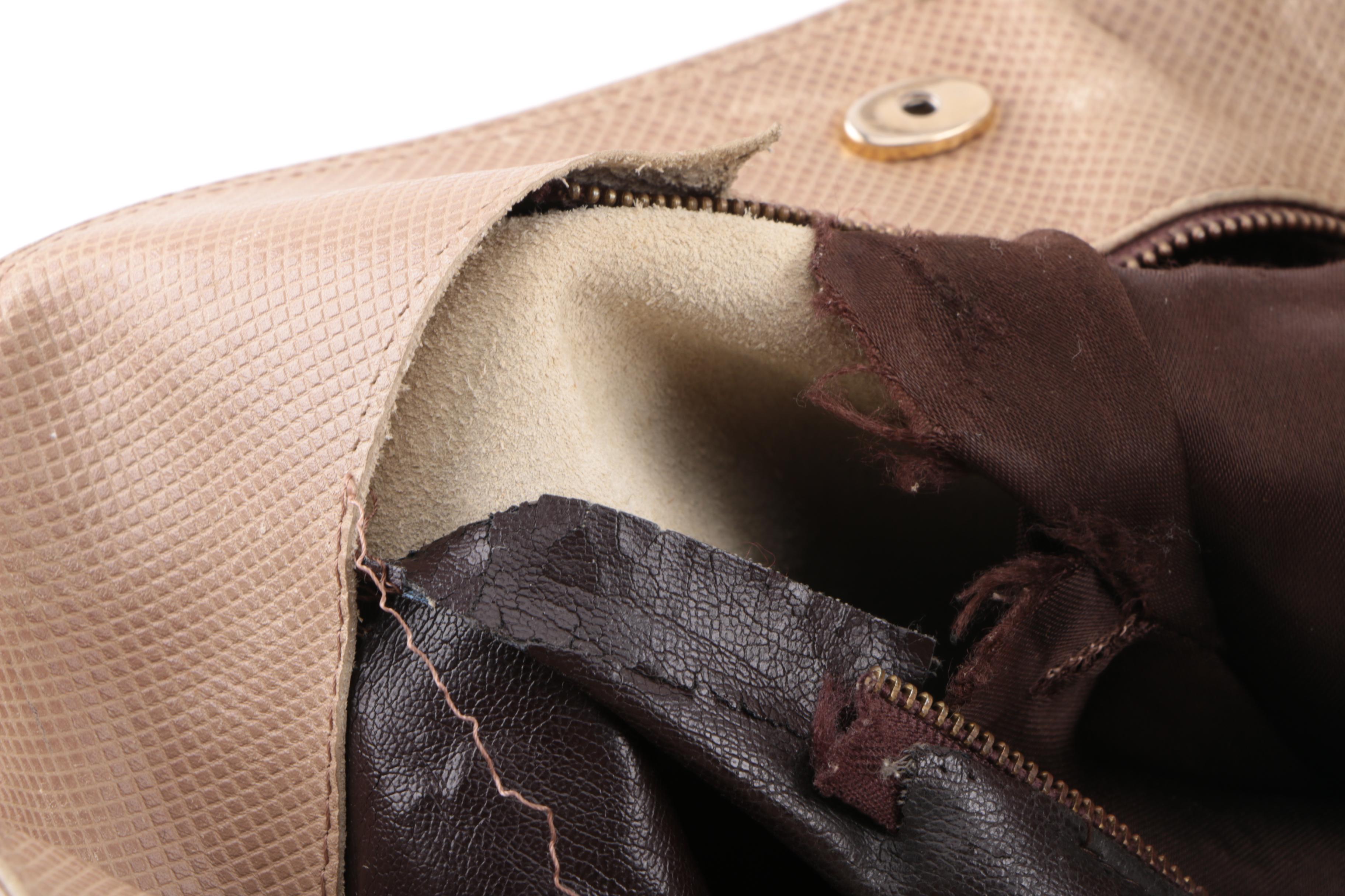 Vintage Bottega Veneta Beige Embossed Leather Tote