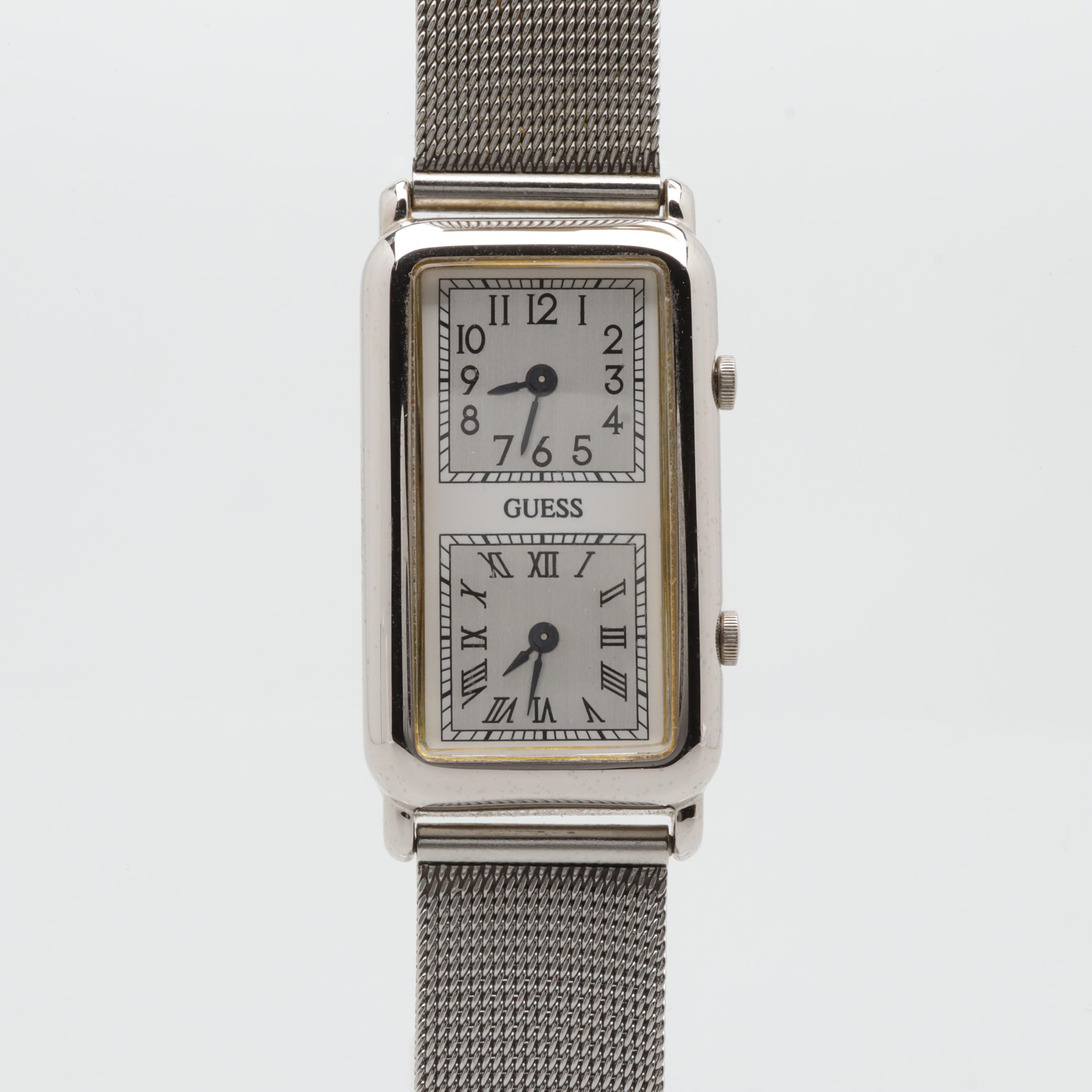 Guess Stainless Steel Dual Time Watch