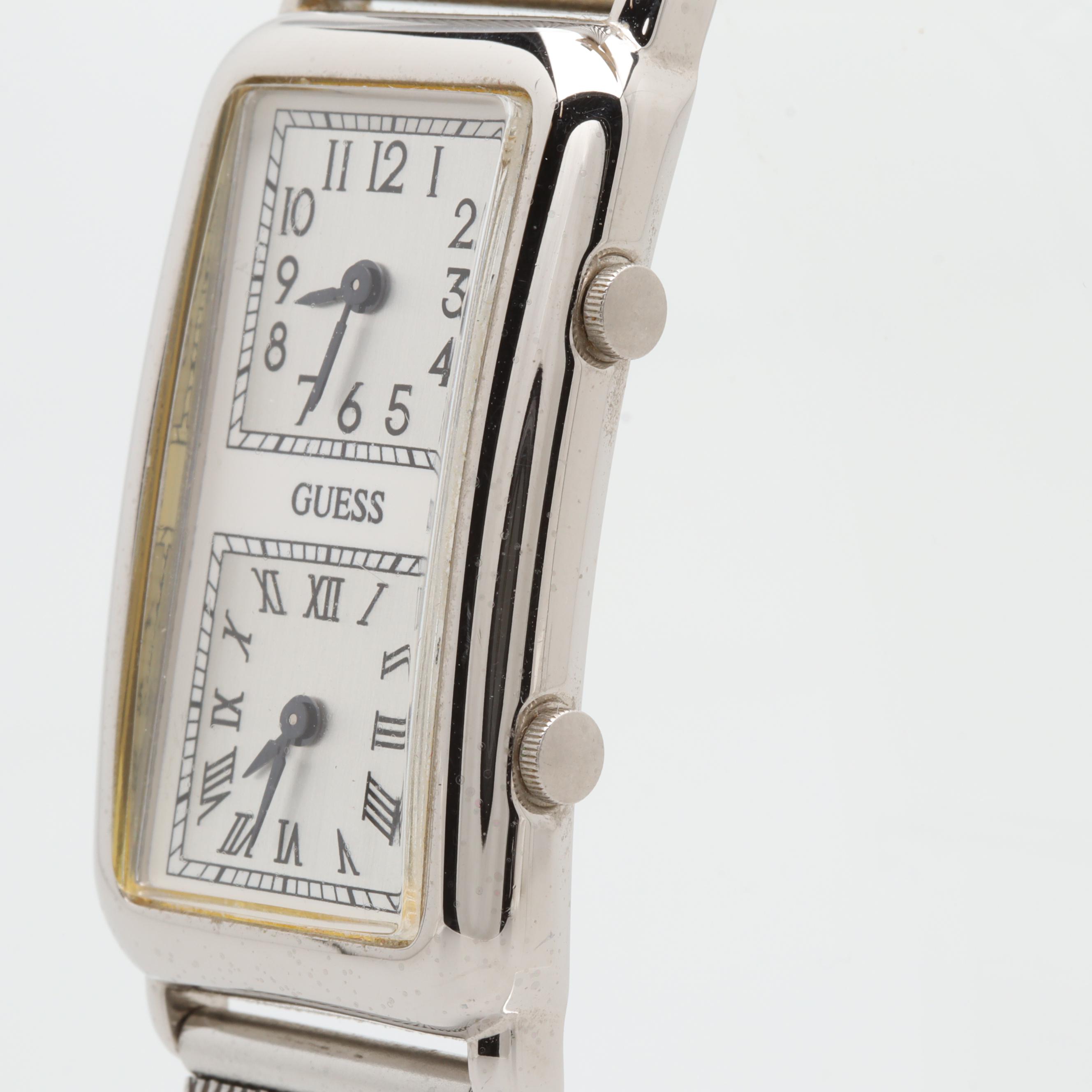Guess Stainless Steel Dual Time Watch