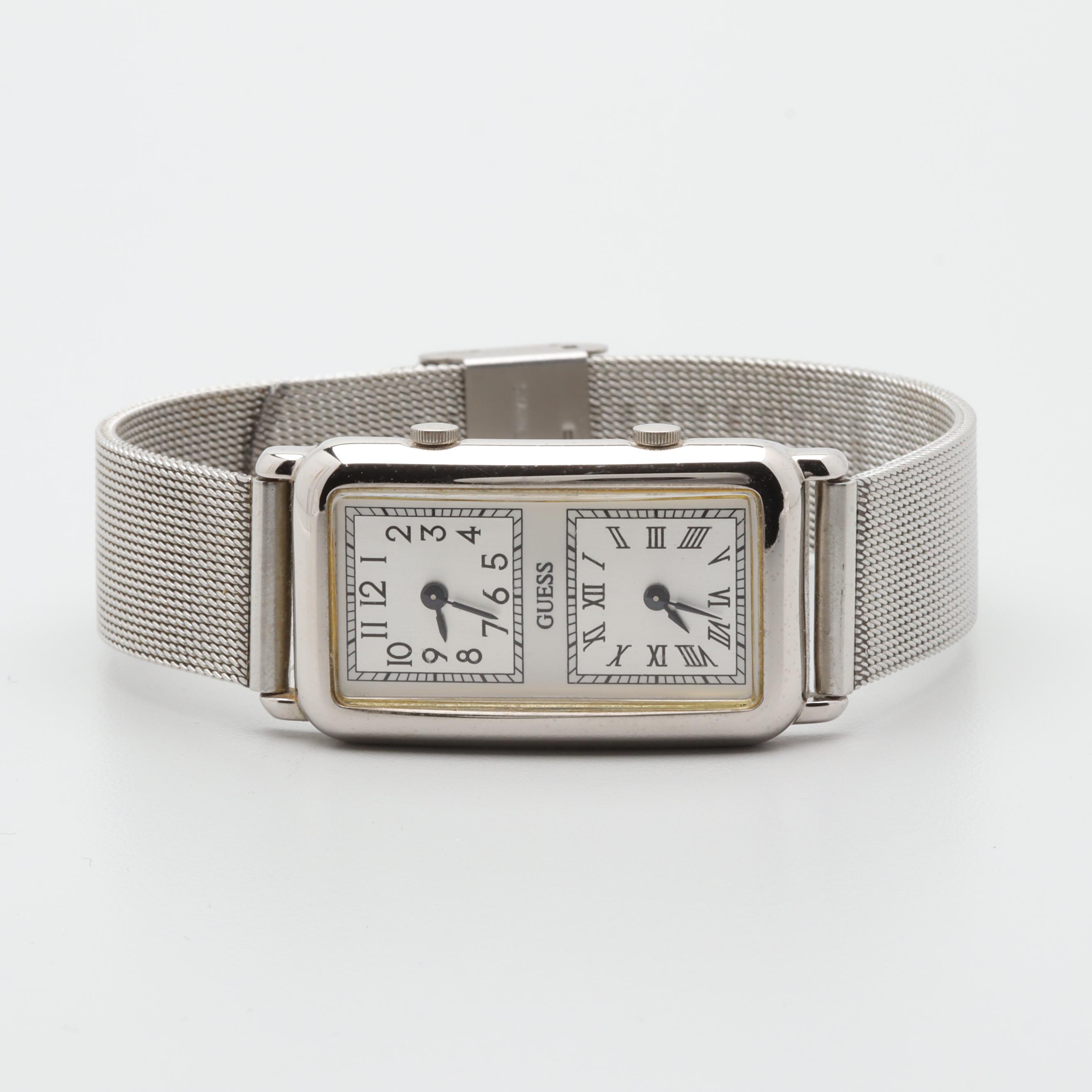 Guess Stainless Steel Dual Time Watch