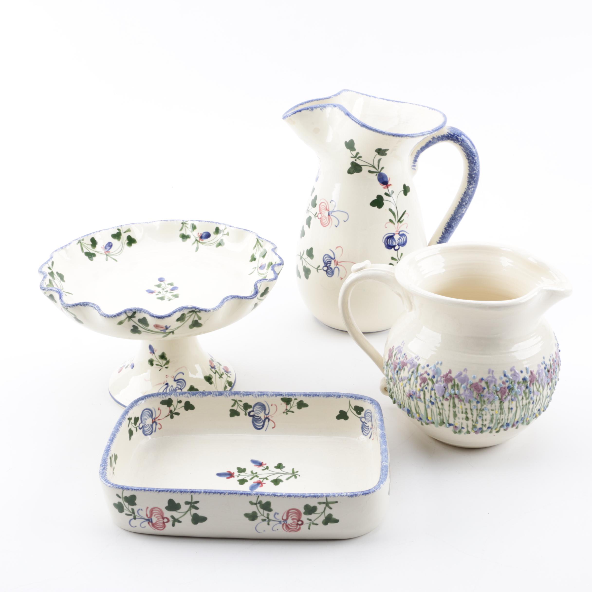 Vintage Hand-Painted Art Pottery Serveware featuring Soovia Janis