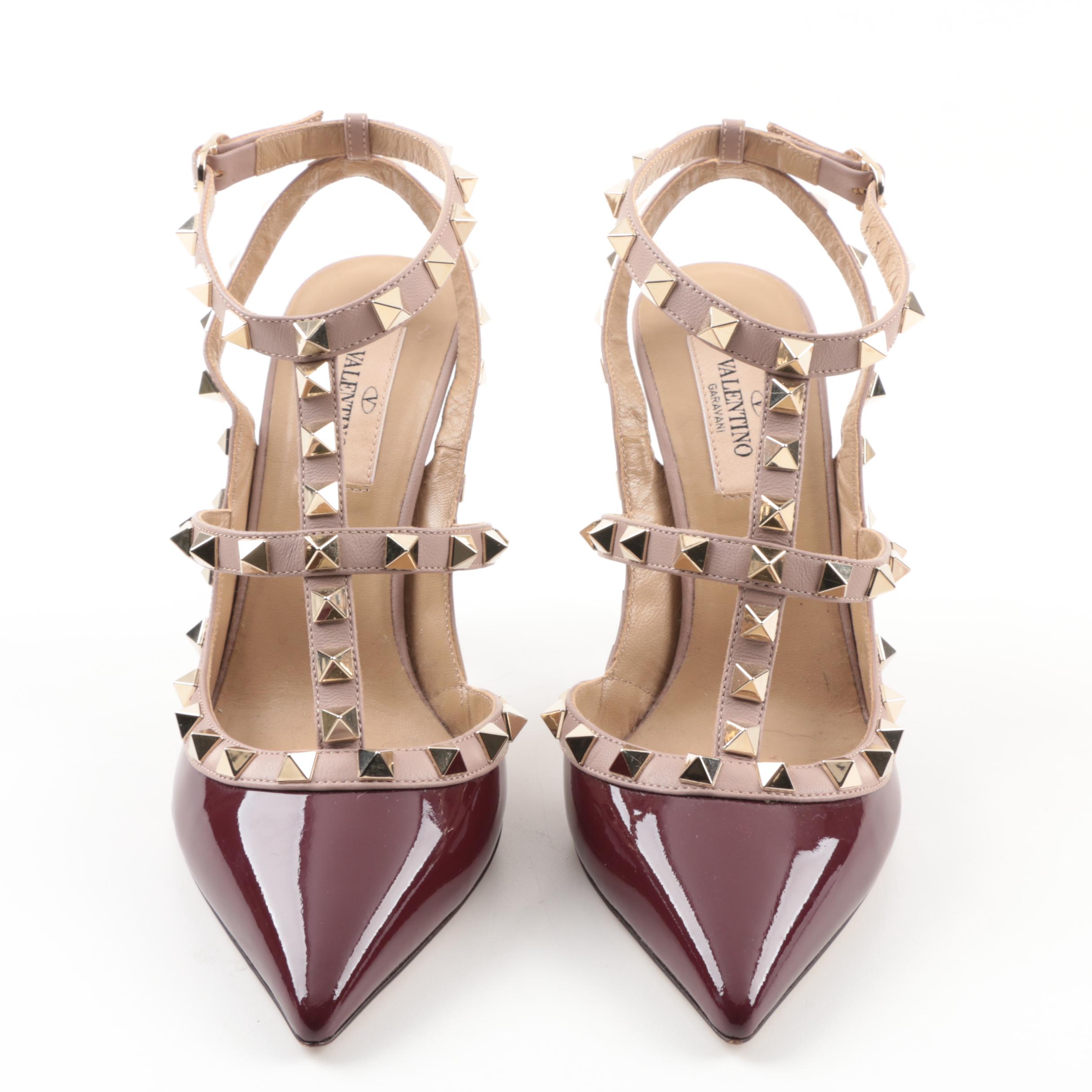 Valentino Garavani Rockstud Patent and Matte Leather Studded Stiletto Pumps