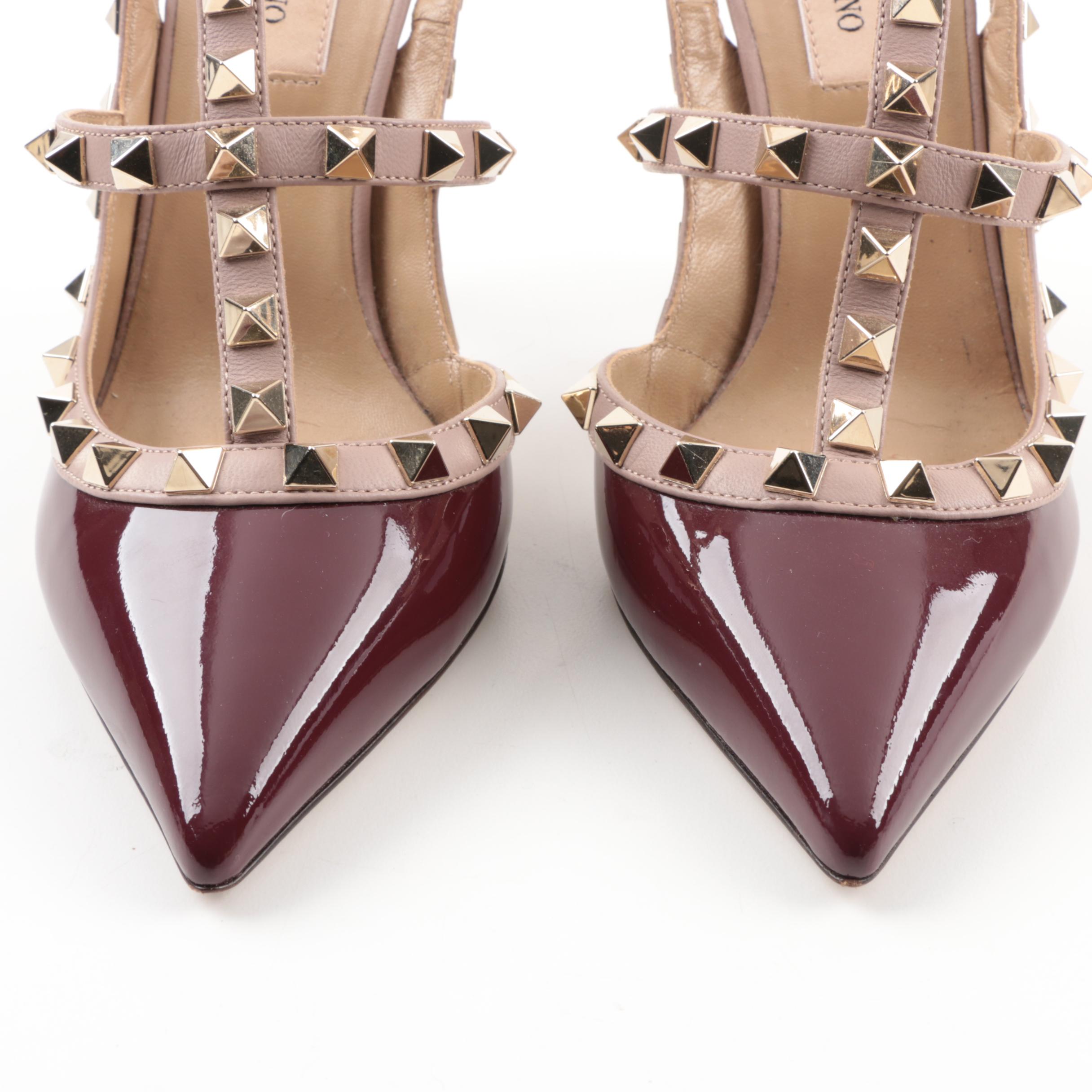 Valentino Garavani Rockstud Patent and Matte Leather Studded Stiletto Pumps