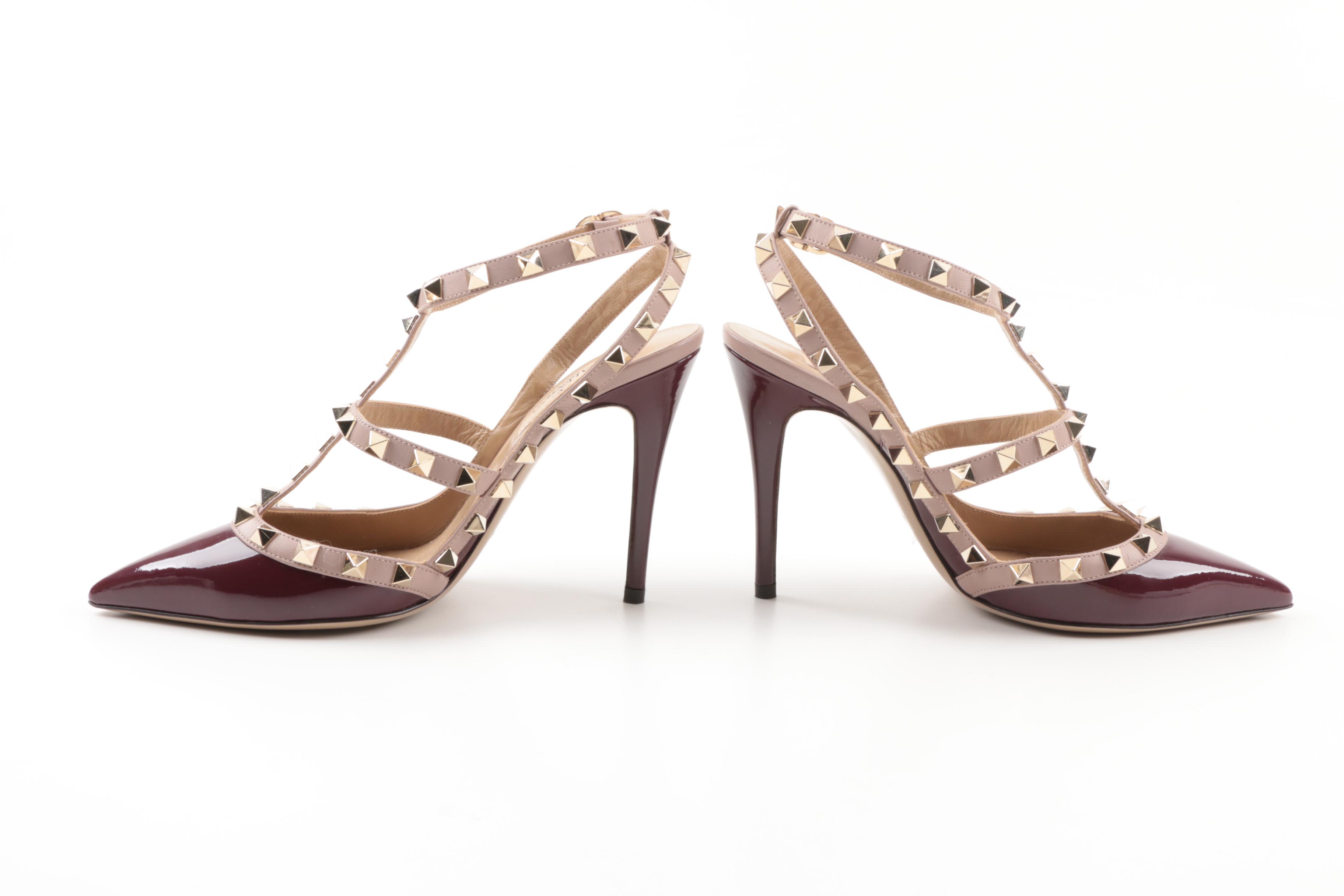 Valentino Garavani Rockstud Patent and Matte Leather Studded Stiletto Pumps