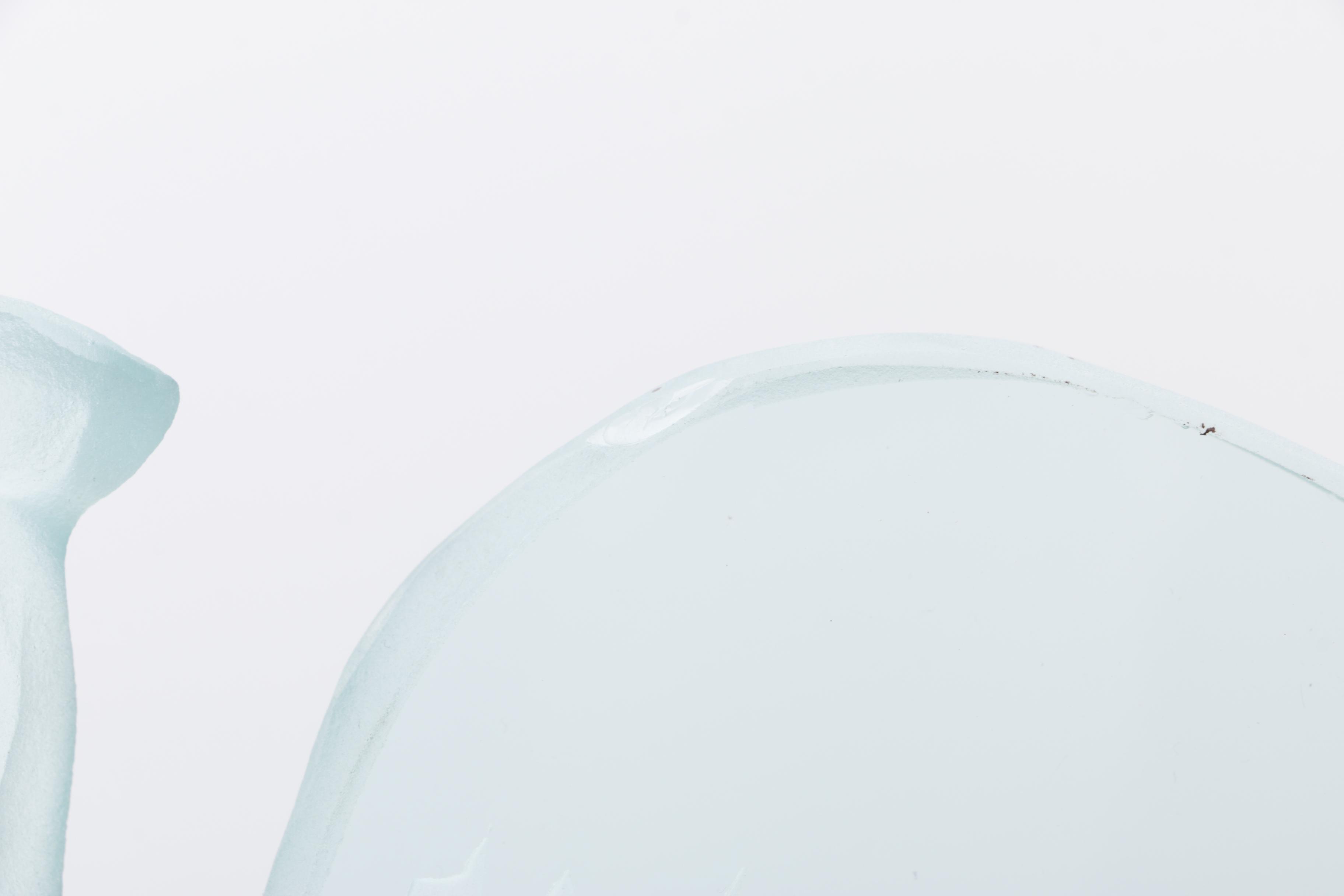 H. Perlman Illuminated Etched Glass Sculpture Depicting Moses with Tablets