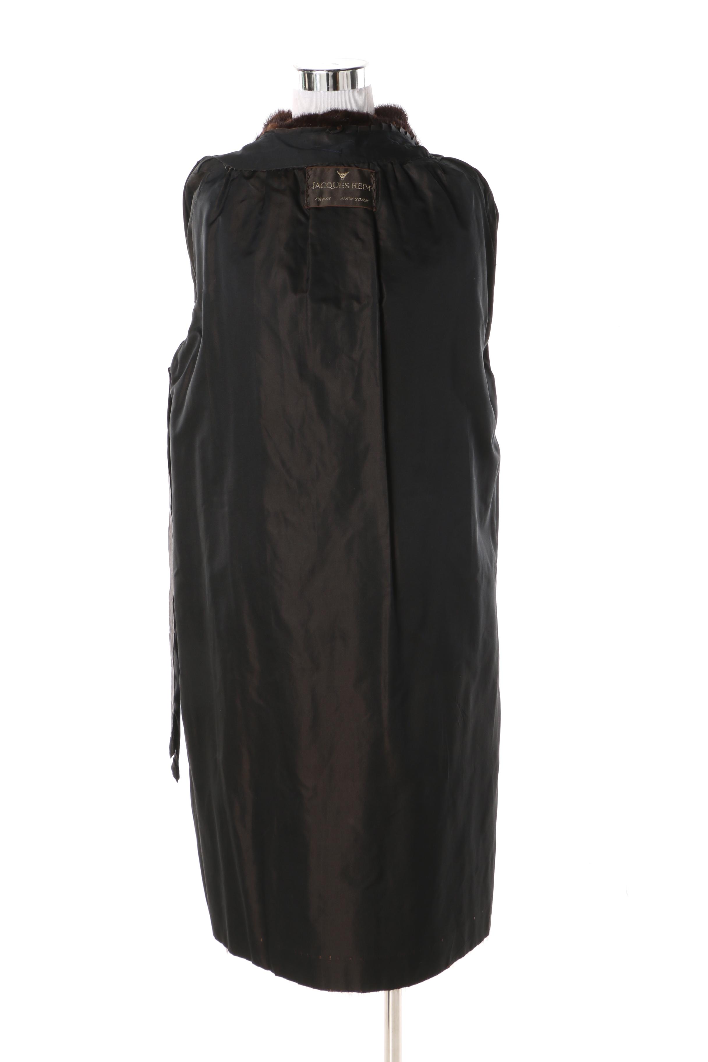 Women's 1960s Vintage Jacques Heim Dark Brown Mink Fur Coat