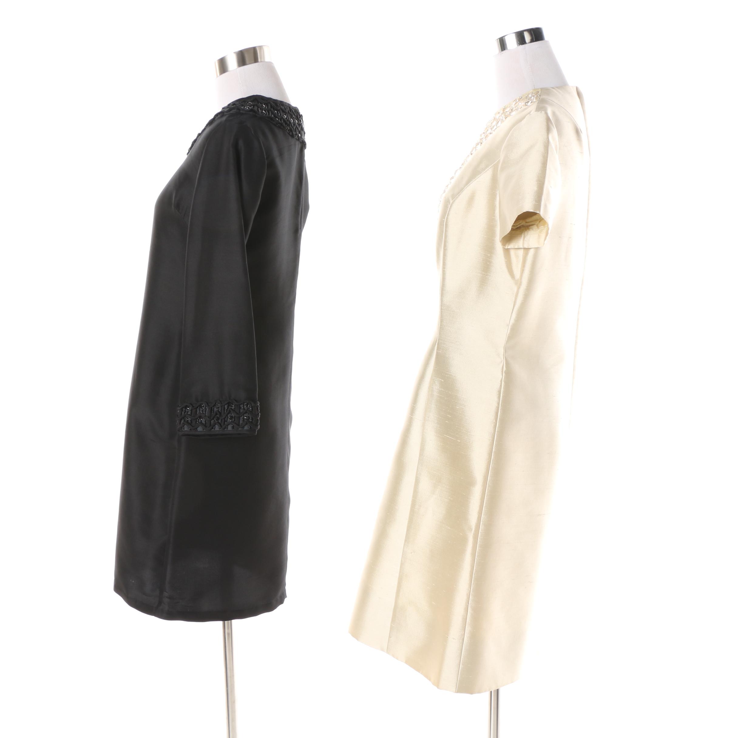 Women's 1960s Vintage Silk Cocktail Dresses Including Parues Feinstein