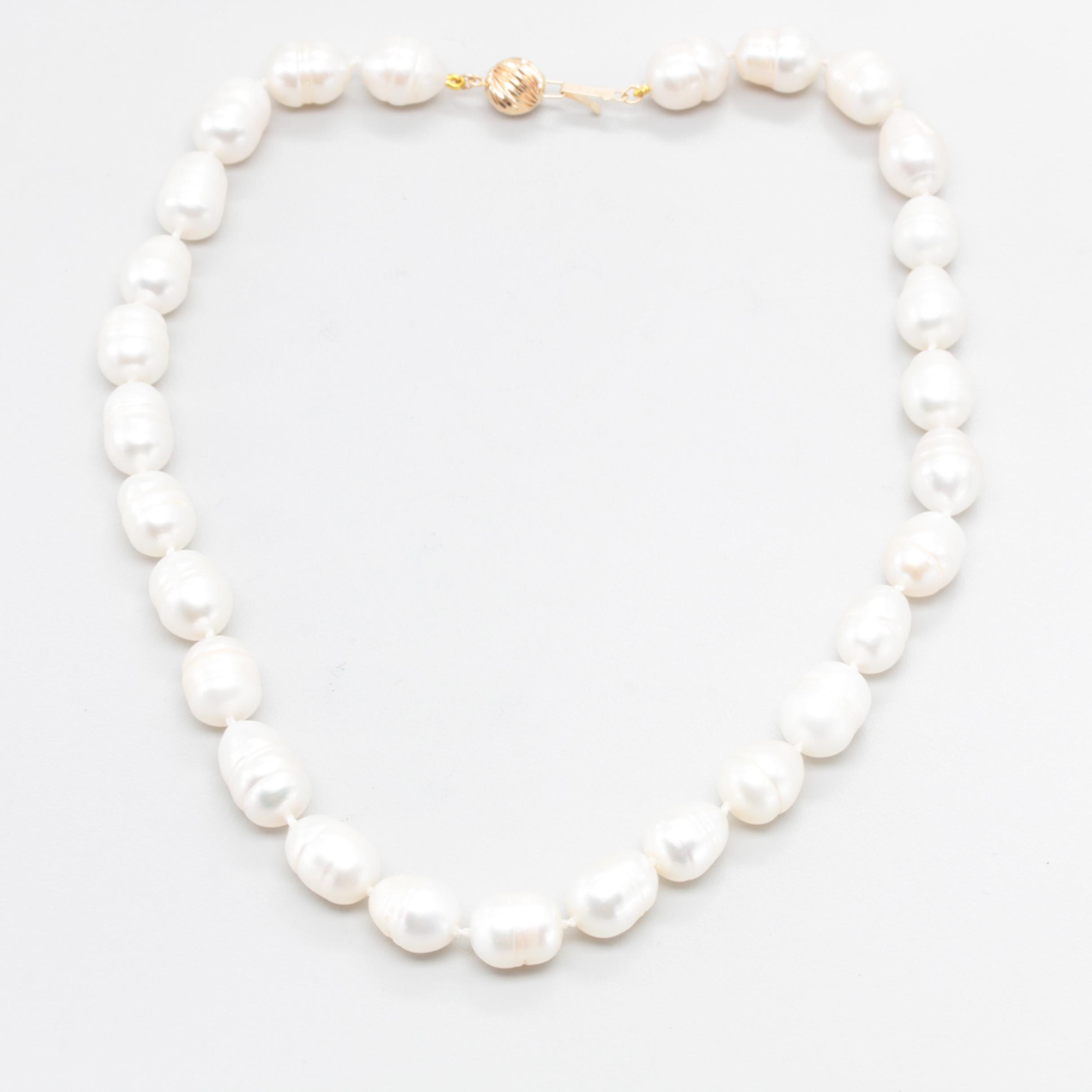 14K Yellow Gold Cultured Pearl Necklace
