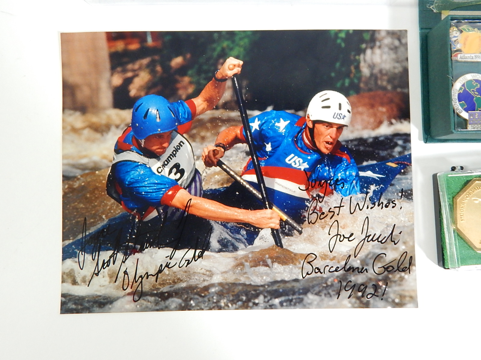 Olympic Pins and Souvenirs, with Signed Slalom Canoeing Gold Medalists