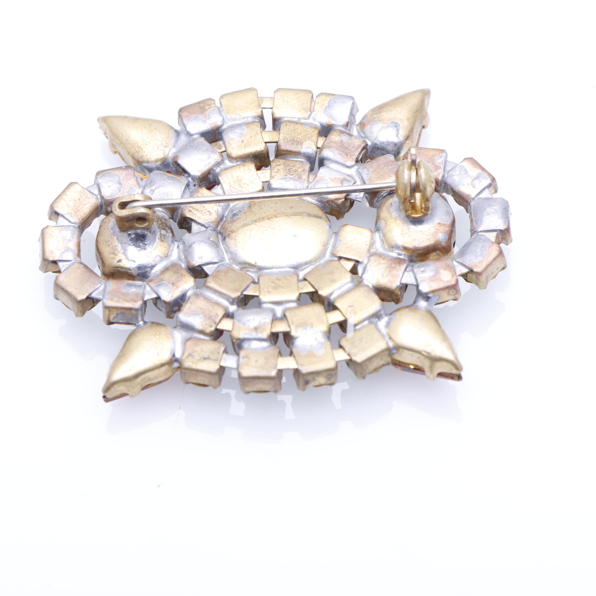 Vintage Colorful Rhinestone Brooches Made in Czechoslovakia