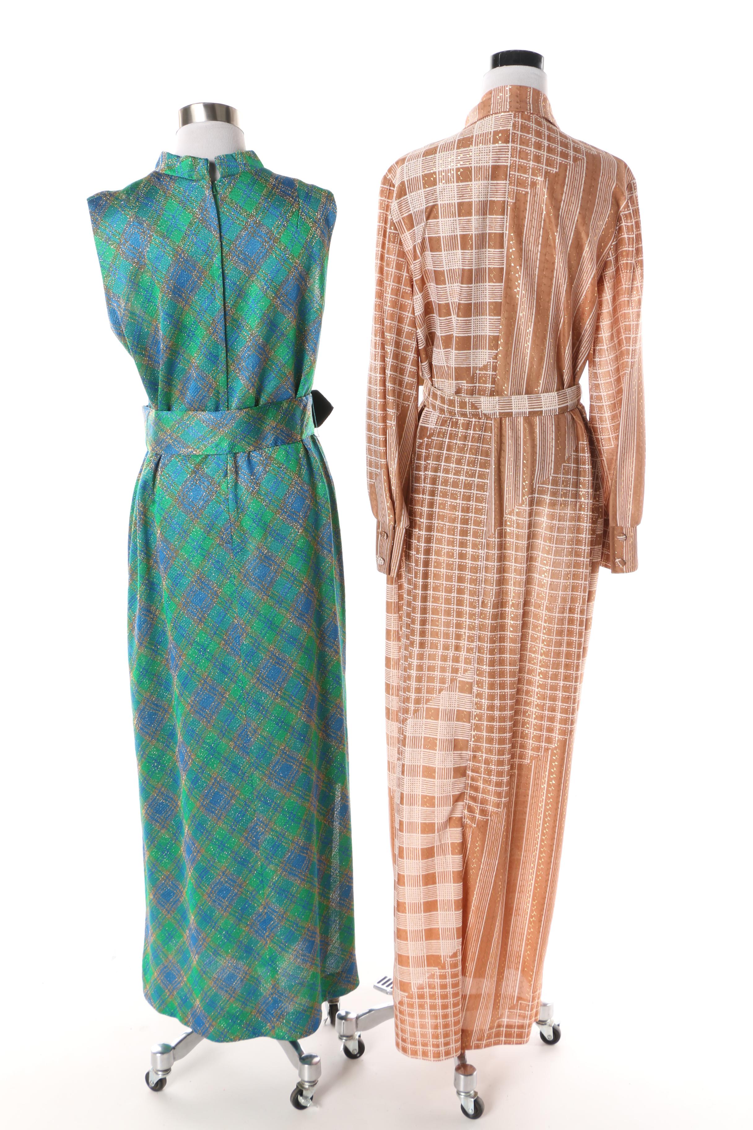 Women's 1970s Vintage Plaid Maxi Dresses