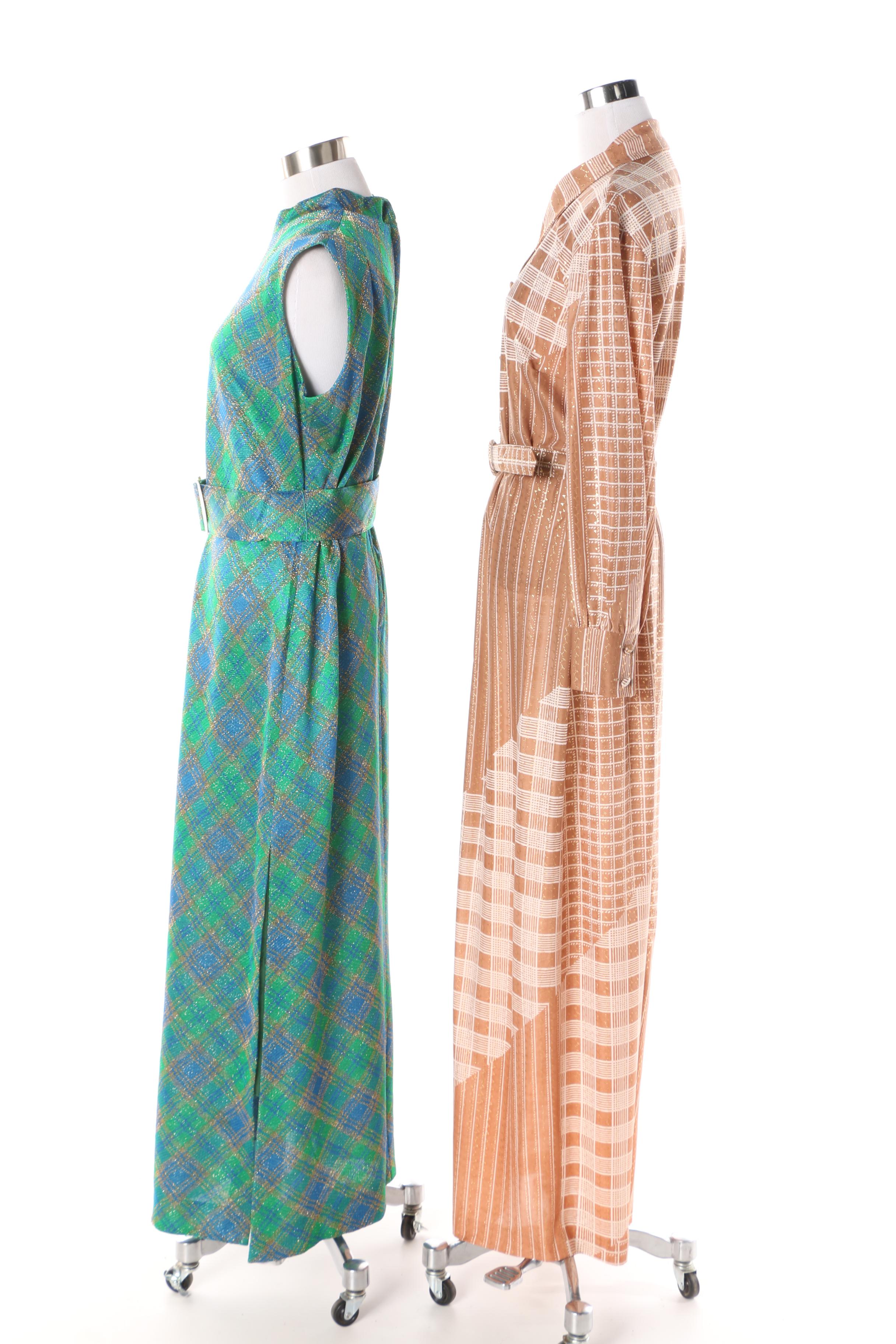 Women's 1970s Vintage Plaid Maxi Dresses