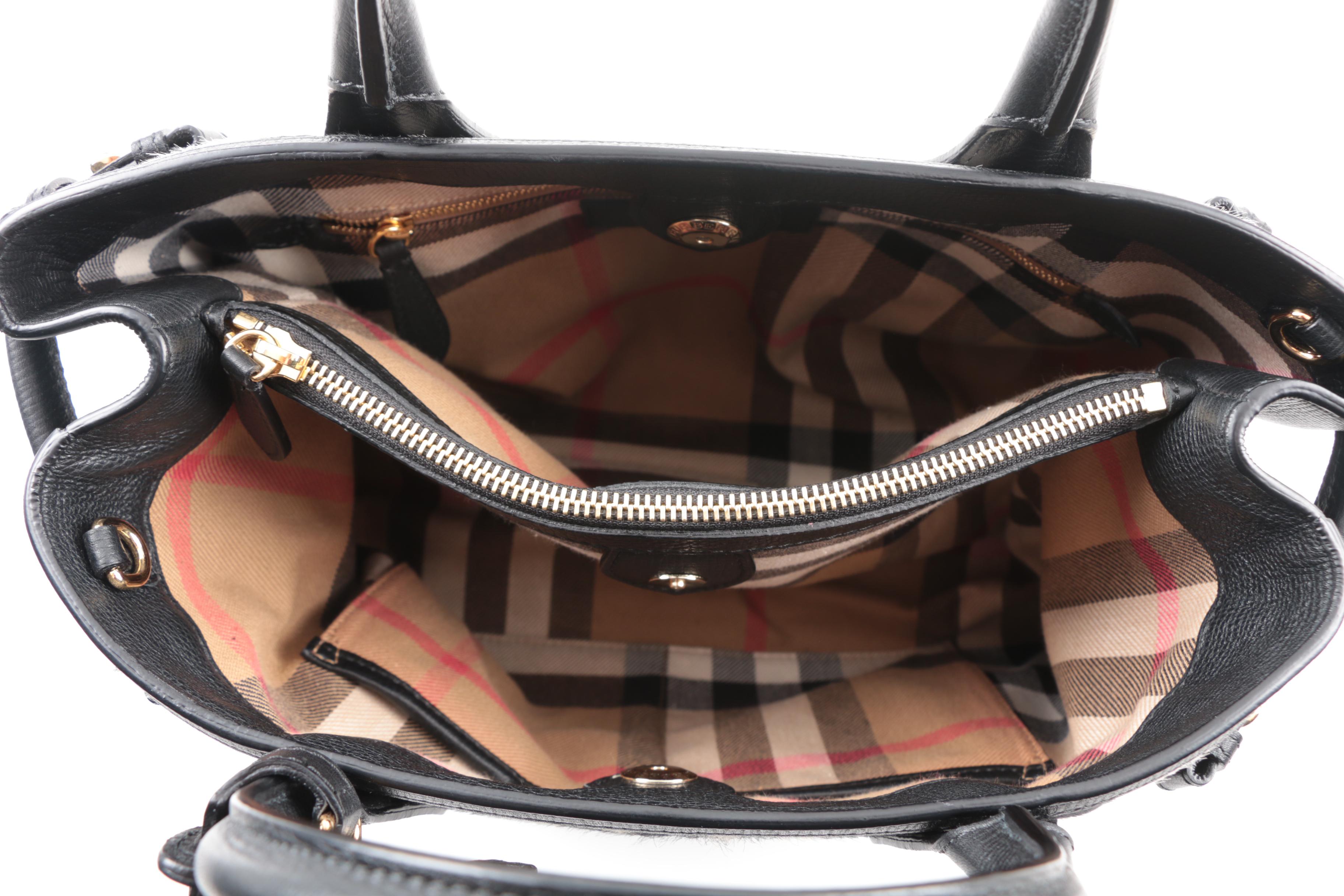 Burberry Medium Banner Zebra Printed Genuine Calf Hair Tote