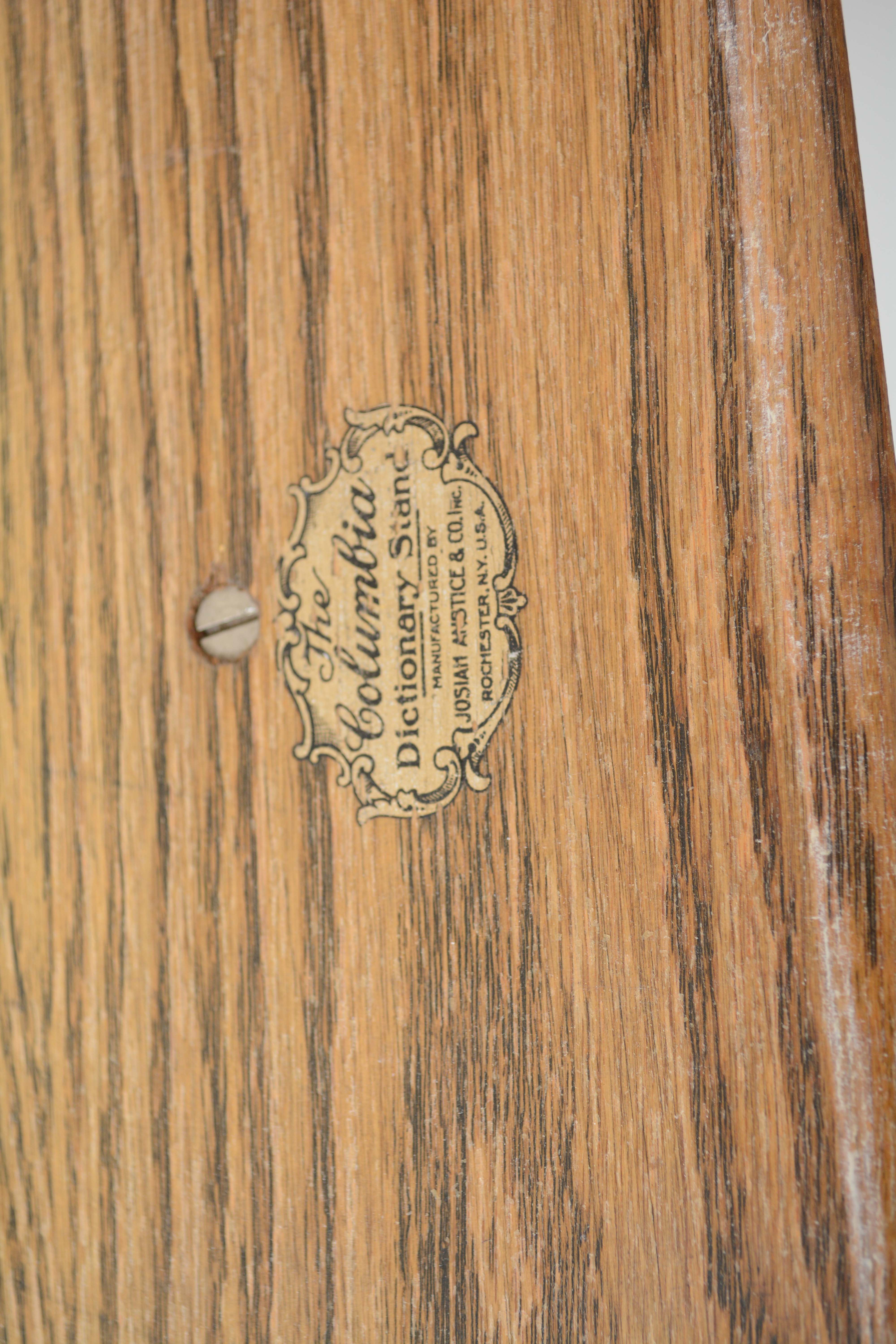 Vintage "Columbia" Dictionary Stand with Cast Iron Base by Josiah Anstice & Co.