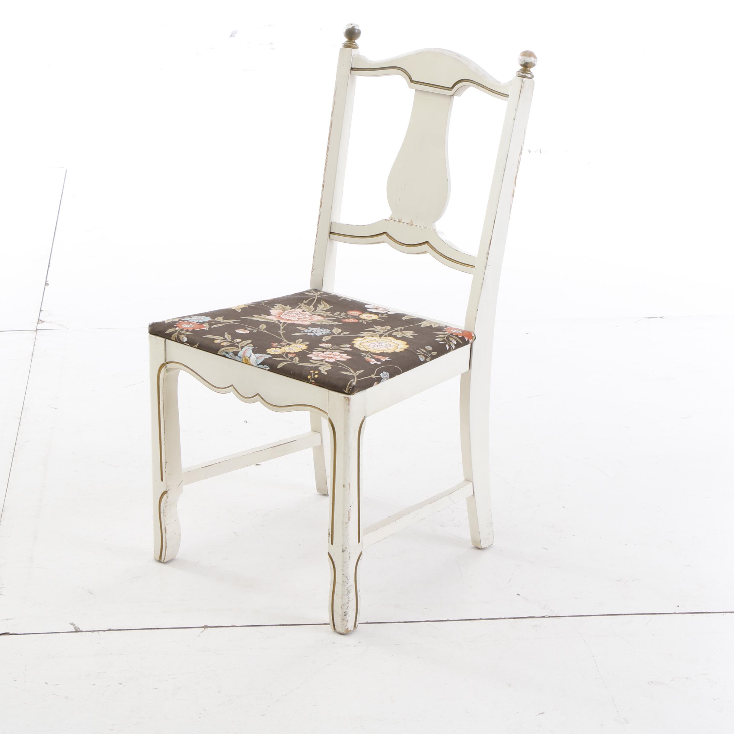 20th Century White French Provincial Style Corner Desk with Chair