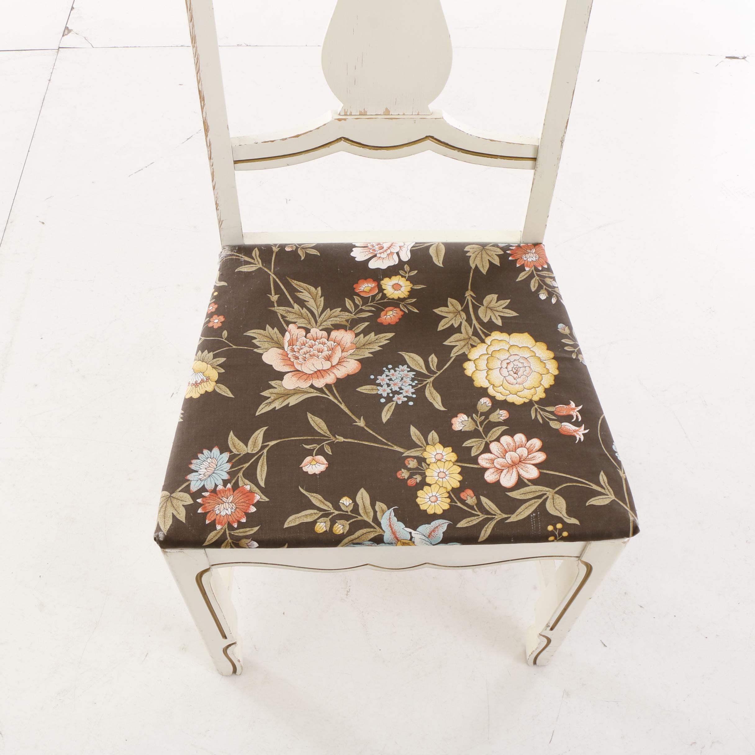 20th Century White French Provincial Style Corner Desk with Chair