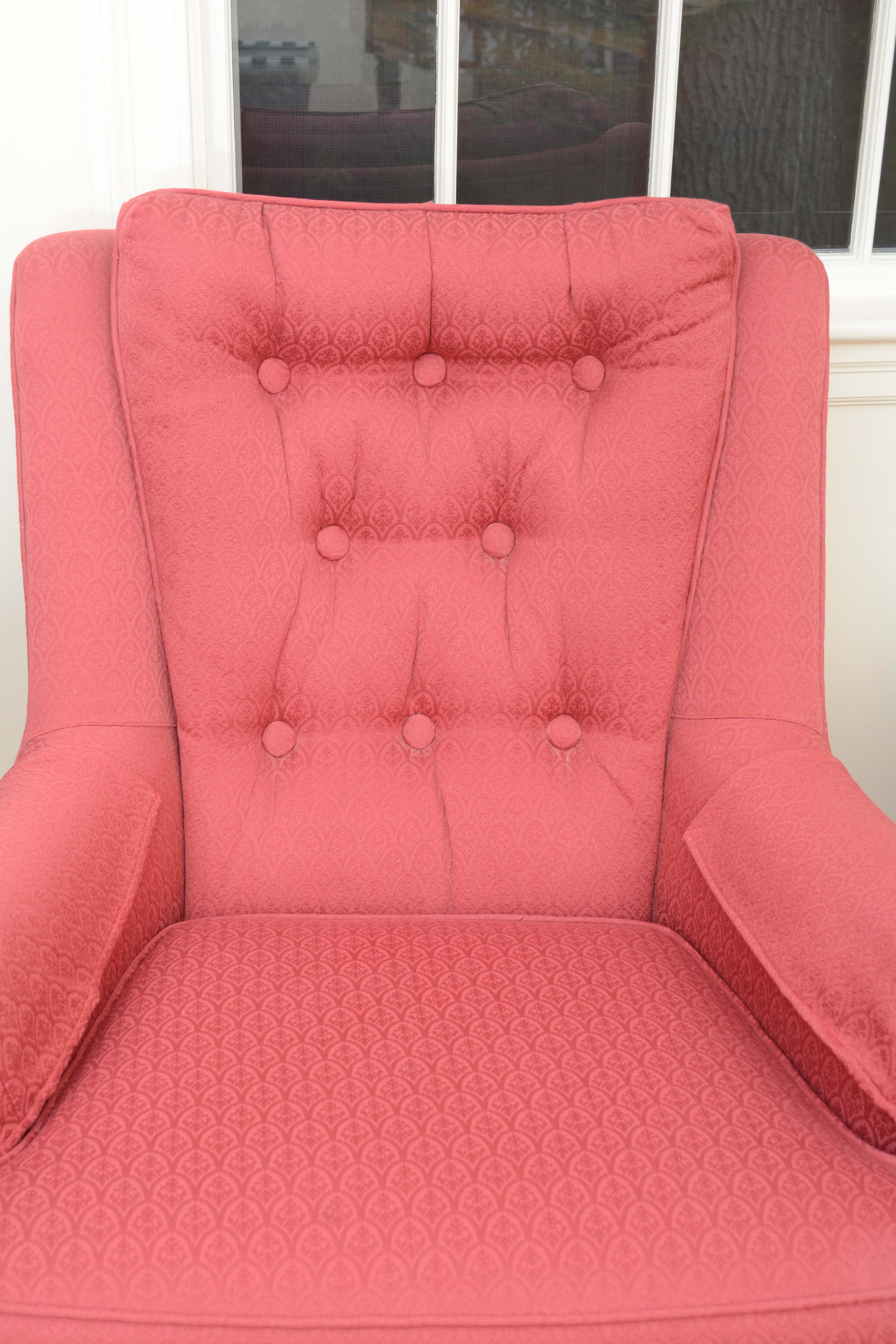 Vintage Upholstered Swivel Rocking Chairs