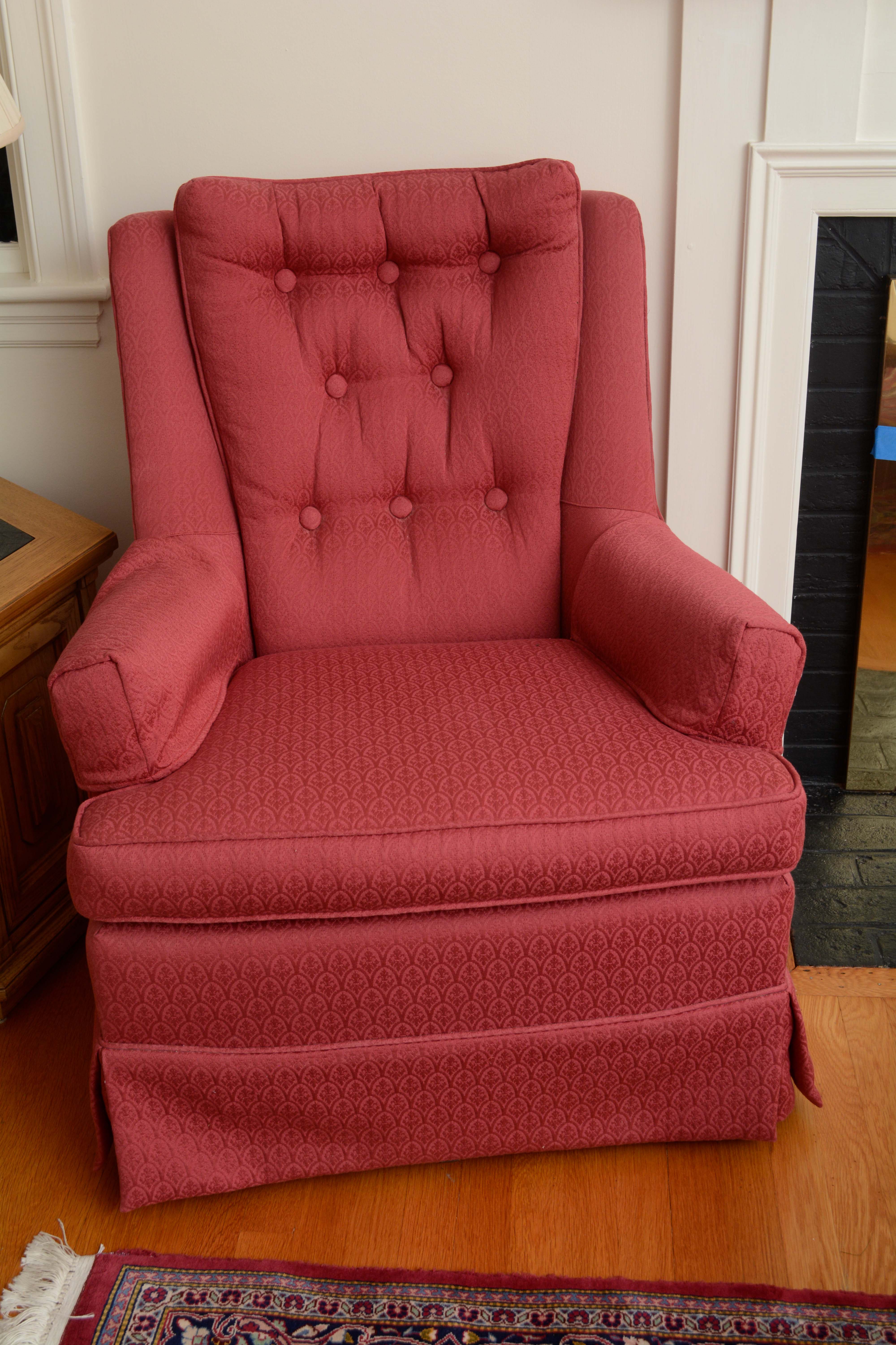 Vintage Upholstered Swivel Rocking Chairs